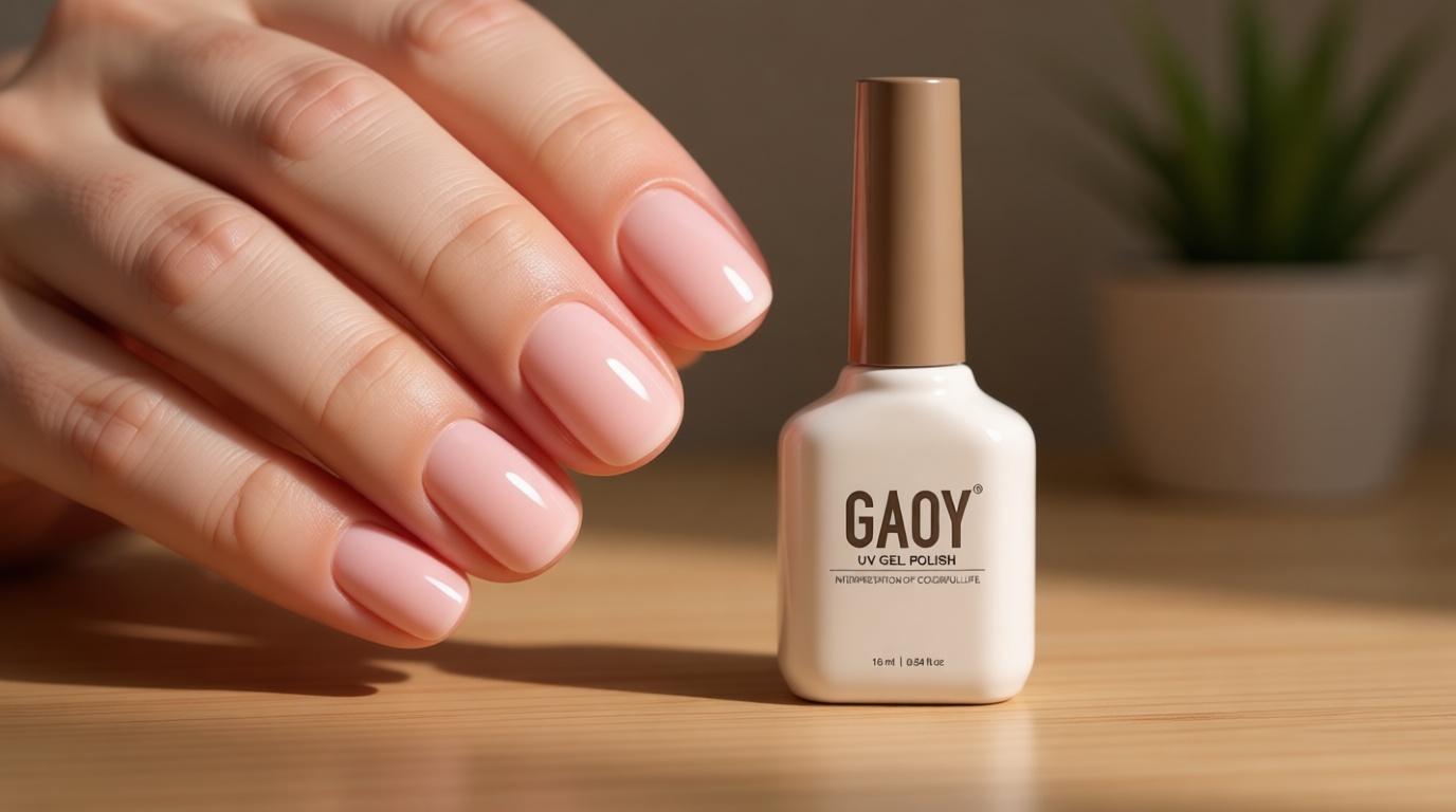 GAOY Sheer Light Pink Gel Nail Polish, 16ml Jelly Milky White Peach Translucent Color 1352 UV Light Cure Gel Polish for Nail Art DIY Manicure and Pedicure at Home