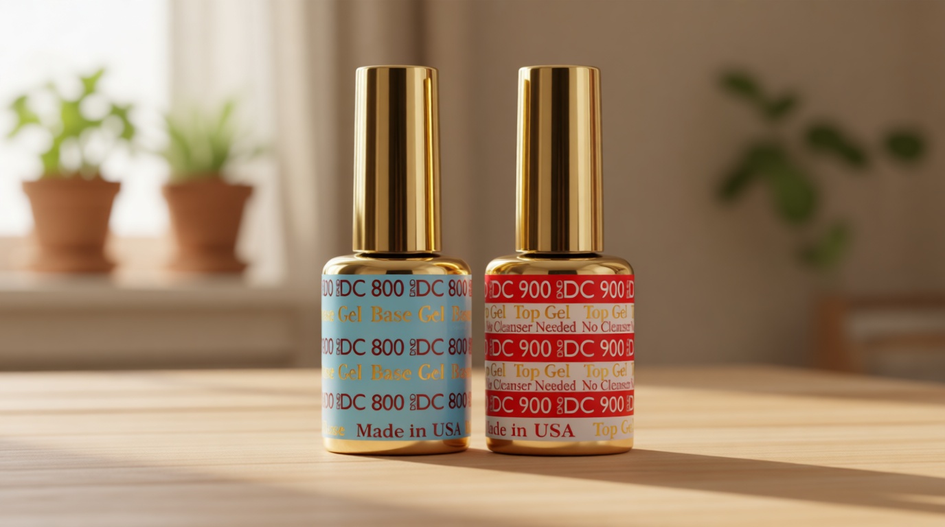 DND Base Gel and Top Gel Polish Set, UV/LED GelBase Polish and No Cleanse Top Coat, Professional Gel Polish Duo, 0.5 Fl Oz Each