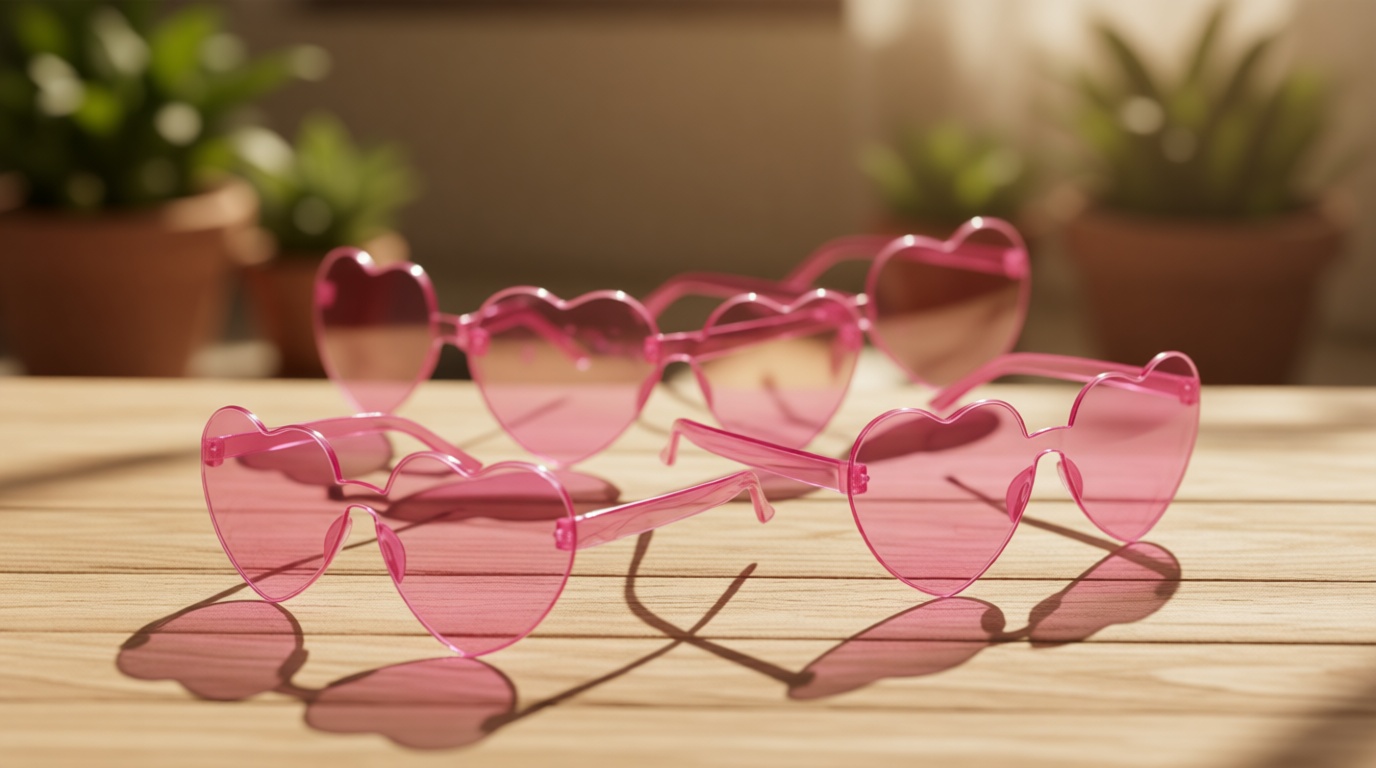 XIQMBWQM XIQMBWQM 4 Pairs Heart Sunglasses for Women Heart Shaped Sunglasses Bulk Pink Heart Glasses for Party Favor