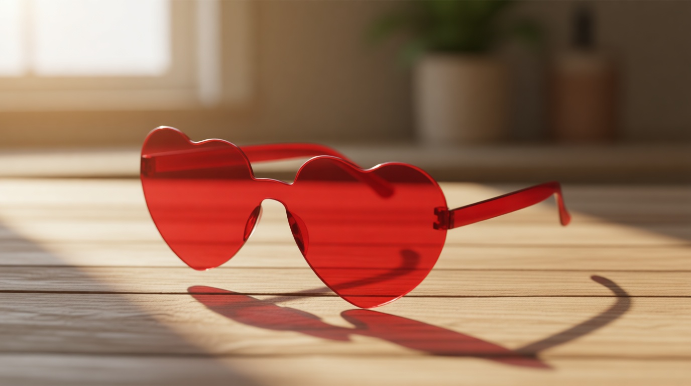 GCQJOQ Heart Glasses Heart Shape Frameless Glasses Trendy Transparent Color Party Sunglasses