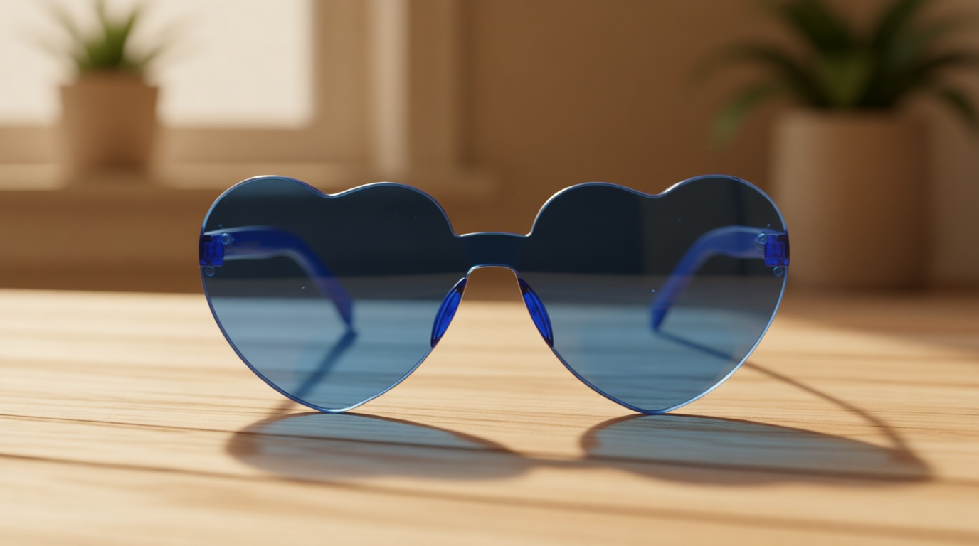 ALVOGIMOR 2 Pack Heart Shape Sunglasses,Colorful Rimless Sunglasses Transparent Heart Glasses Candy Color Eyewear