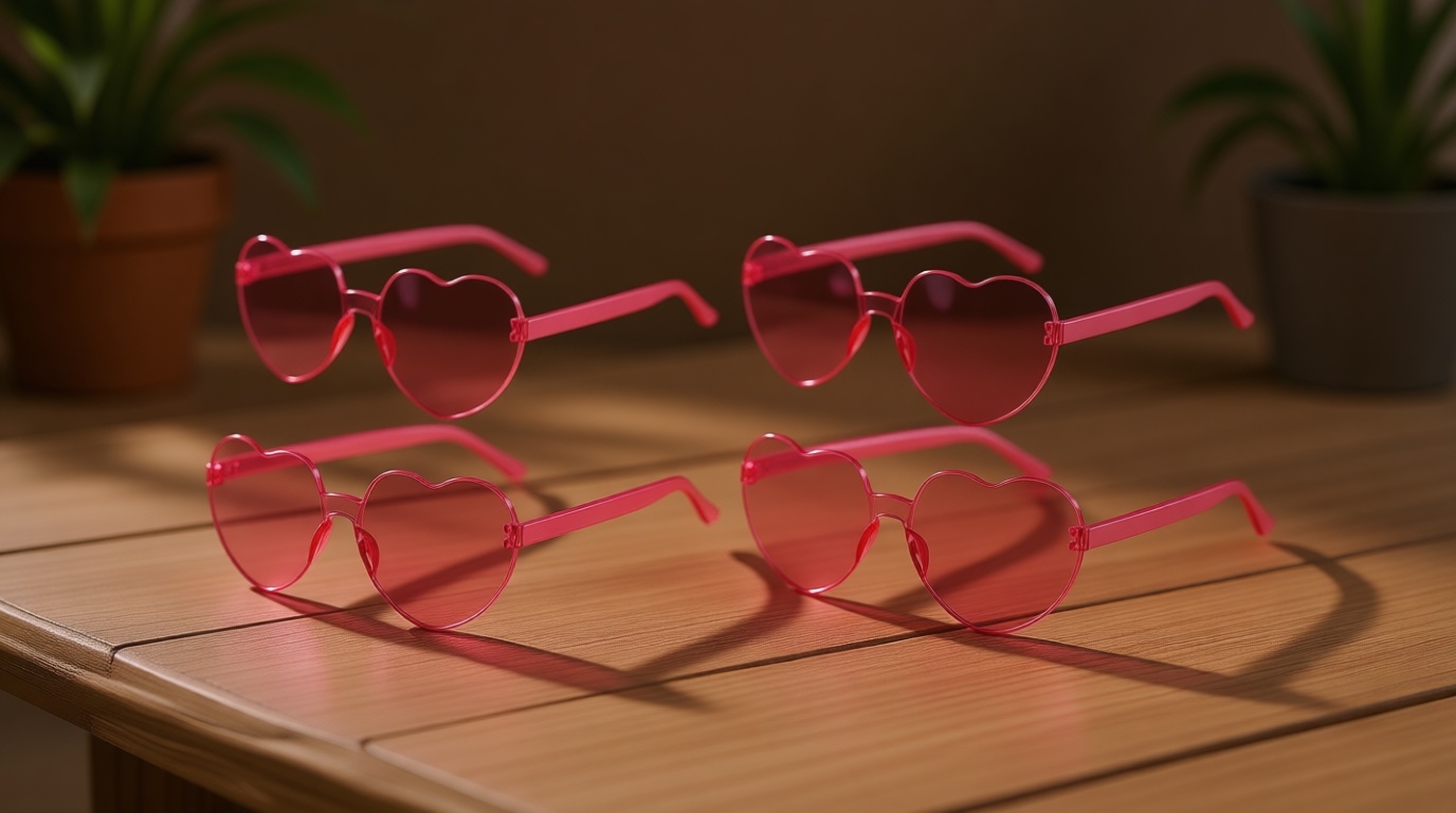 AGGKKY AGGKKY 12 Pairs Heart Shaped Sunglasses for Women Colorful Glasses Fun Trendy Transparent Heart Sunglasses Party Favor