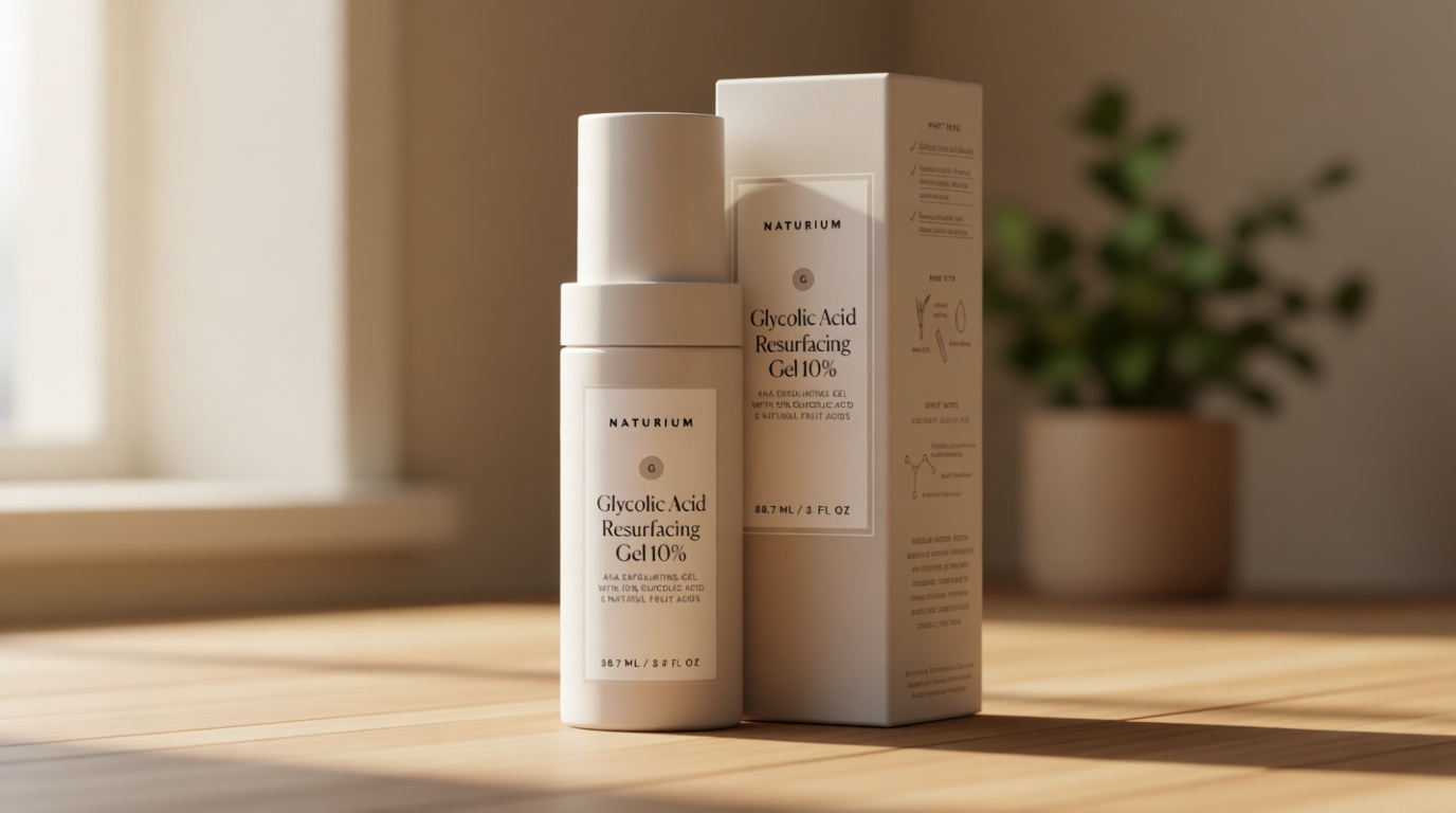 Naturium Glycolic Acid Resurfacing Gel 10%, AHA Exfoliating Gel with Natural Fruit Acids, 3.0 oz