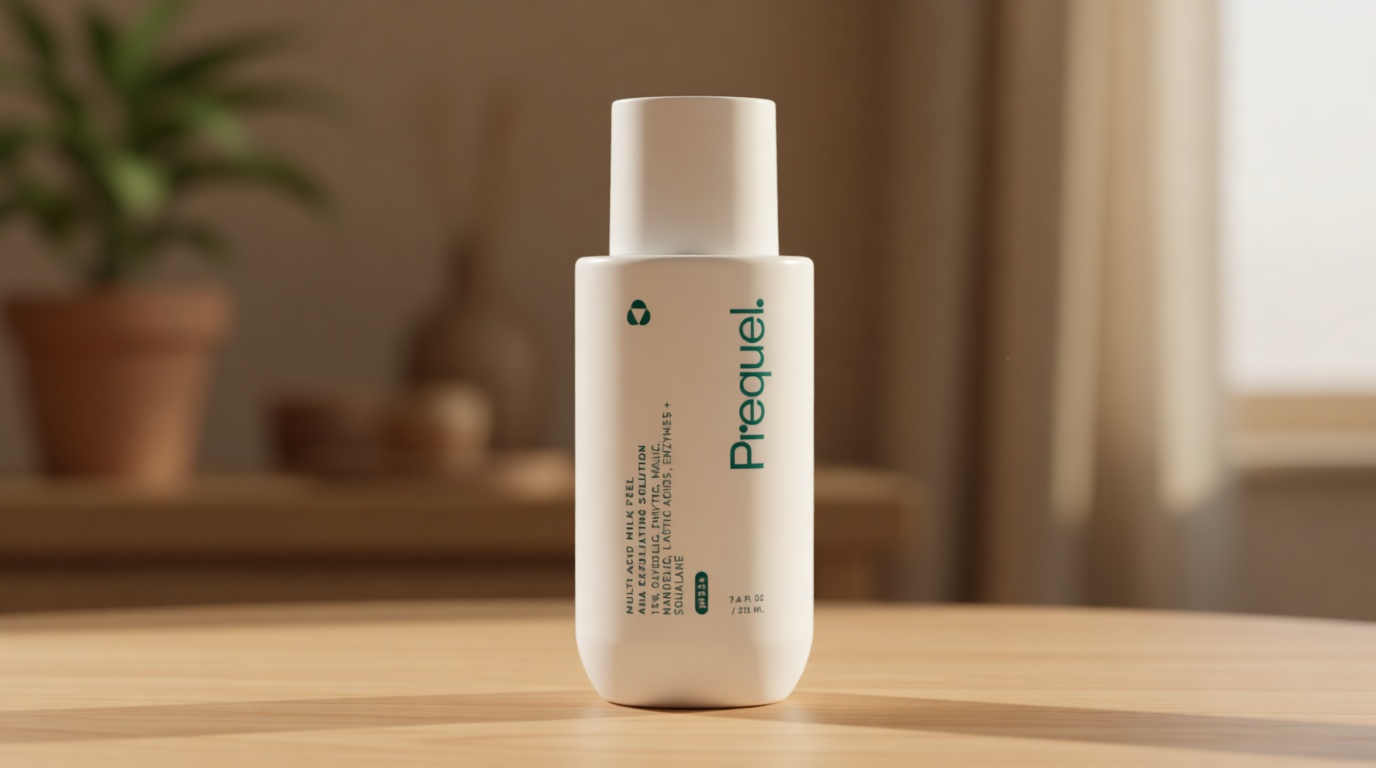 Prequel Skin Multi-Acid Milk Peel, Professional Exfoliating Solution. 15% Glycolic Acid Face Peel with Lactic Acid and Enzymes. Hydrating Chemical Exfoliant. Clinical Strength Formula, 7.6oz Bottle.