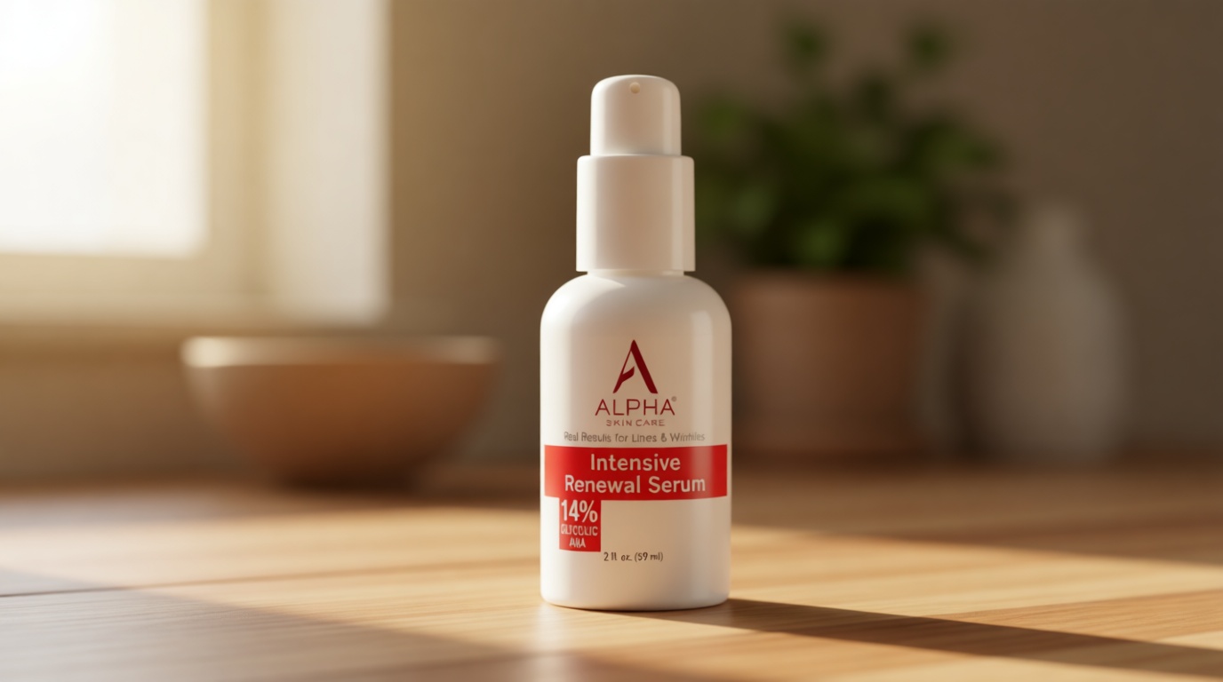 Alpha Skin Care Renewal Serum, 14% Glycolic AHA, Anti-Aging Formula, Reduces Lines & Wrinkles, Alpha Hydroxy Acid Exfoliates & Evens Skin Tones, Rejuvenates & Hydrates, 2 Oz