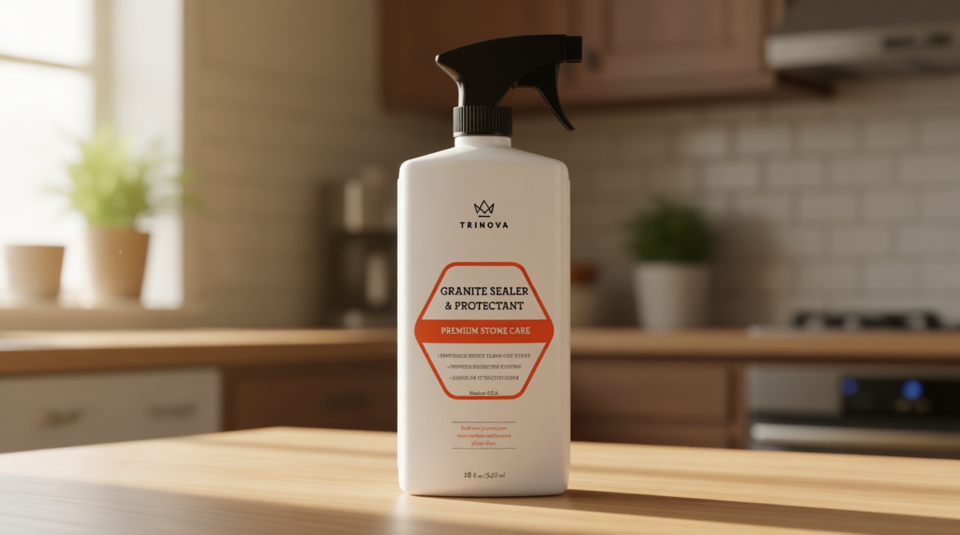 TriNova Granite Sealer & Protector – Best Stone Polish, Protectant & Care Product – Easy Maintenance for Clean Countertop Surface, Marble, Tile – No Streaks, Stains, Haze, or Spots - 18 fl oz