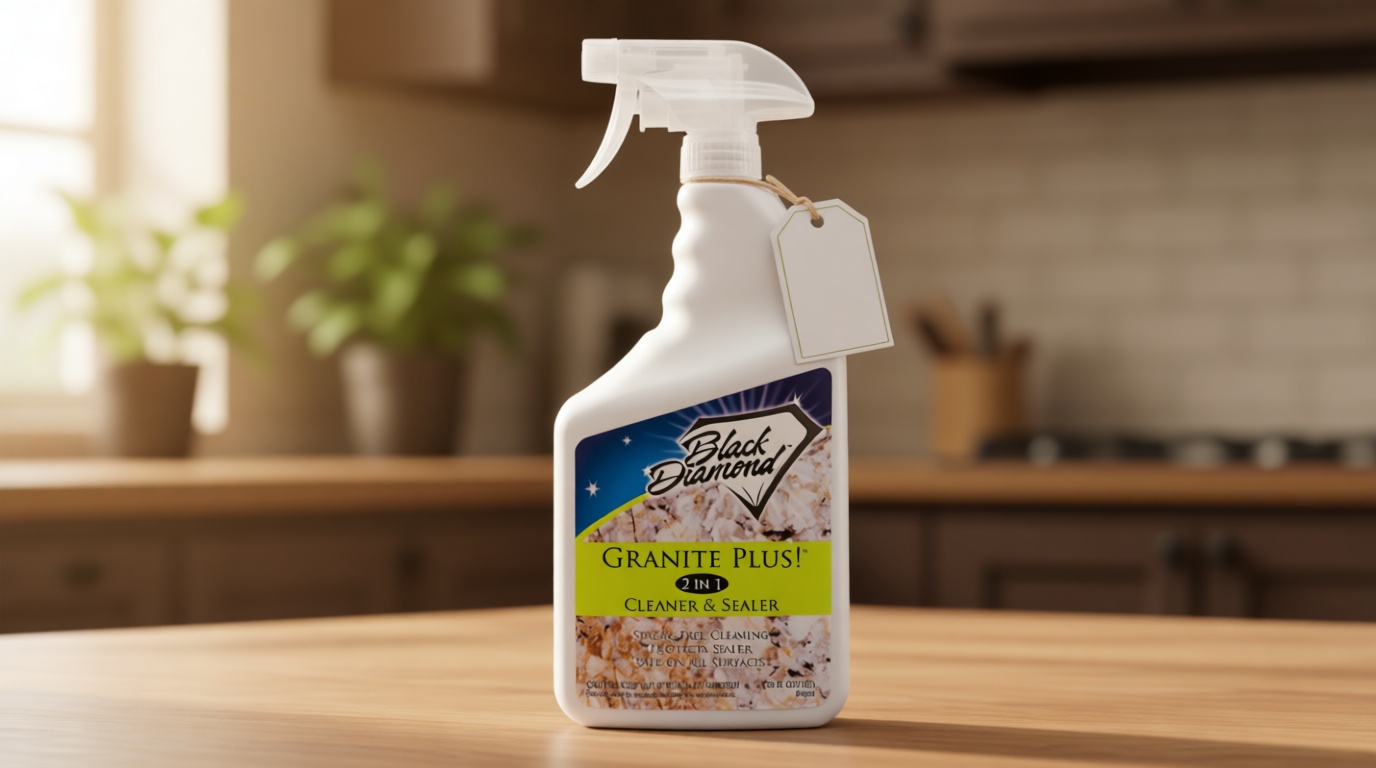 Black Diamond Stoneworks Granite Plus 2-in-1 Cleaner & Sealer, pH Neutral, Streak-Free Stone Cleaner for Granite, Marble, Quartz, Travertine & Limestone Countertops, Ready to Use, 32 Fl Oz