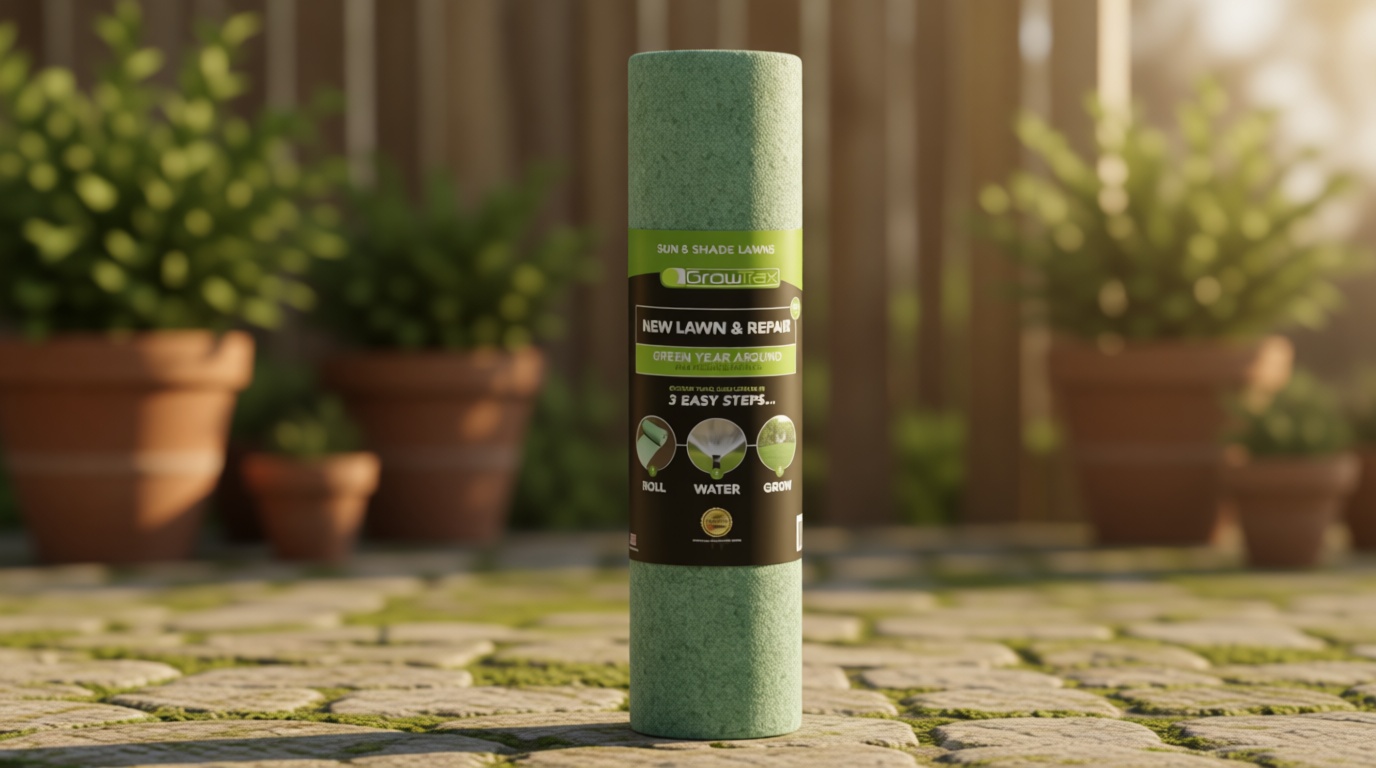 Growtrax Biodegradable Grass Seed Mat - 100 sqft Year Round Green - Grass Seed and for Lawns, Dog Patches & Shade - Just Roll, Water & Grow - No Fake or Artificial Grass