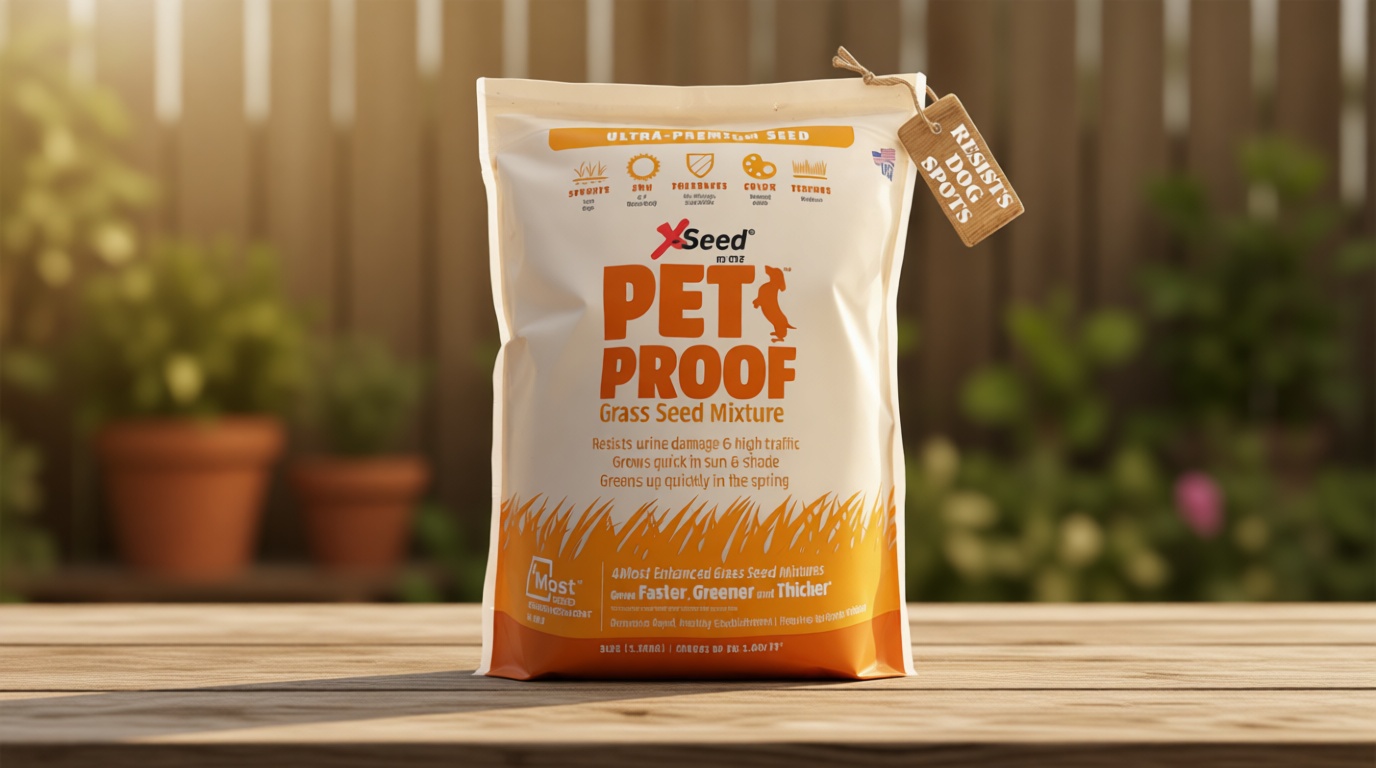 X-Seed Pet Proof Fescue Grass Seed – Dense Lawn for Sun & Shade, Urine Resisitant High Traffic Emerald Green Grass, Rapid Growing In Cool & Sunny Climates, Suited for Dogs – Perennial Blend - 3 lb Bag