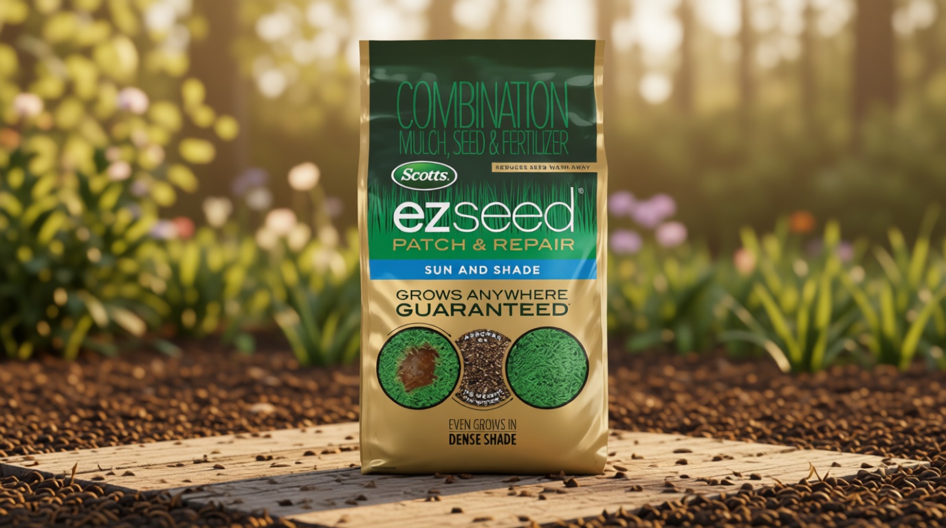 Scotts EZ Seed Patch & Repair for Sun and Shade Combination Mulch, Sun and Shade Grass Seed and Fertilizer for Bare Spots and Repair, Grows Anywhere, 10 lbs.
