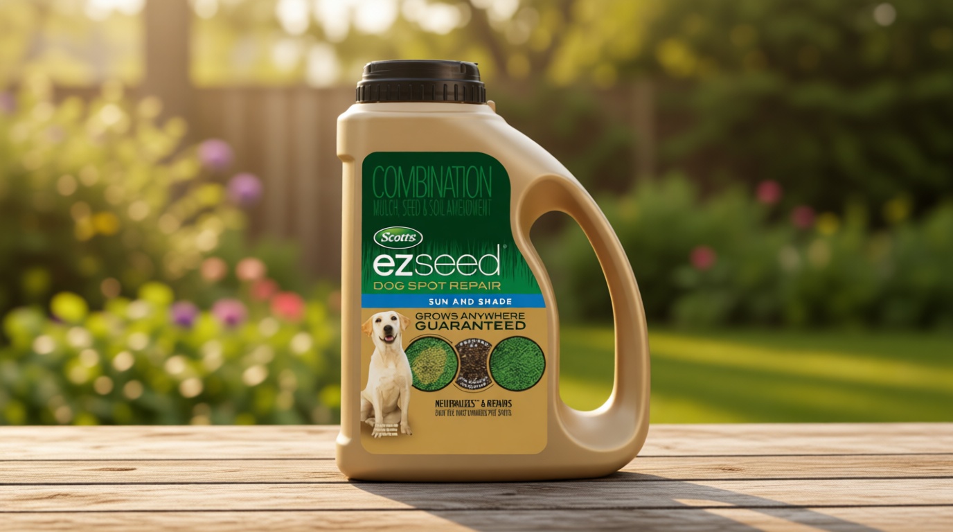 Scotts EZ Seed Dog Spot Repair Sun and Shade, Combination Mulch, Grass Seed Mix and Soil Amendment to Neutralize and Repair Pet Spots, 2 lbs.
