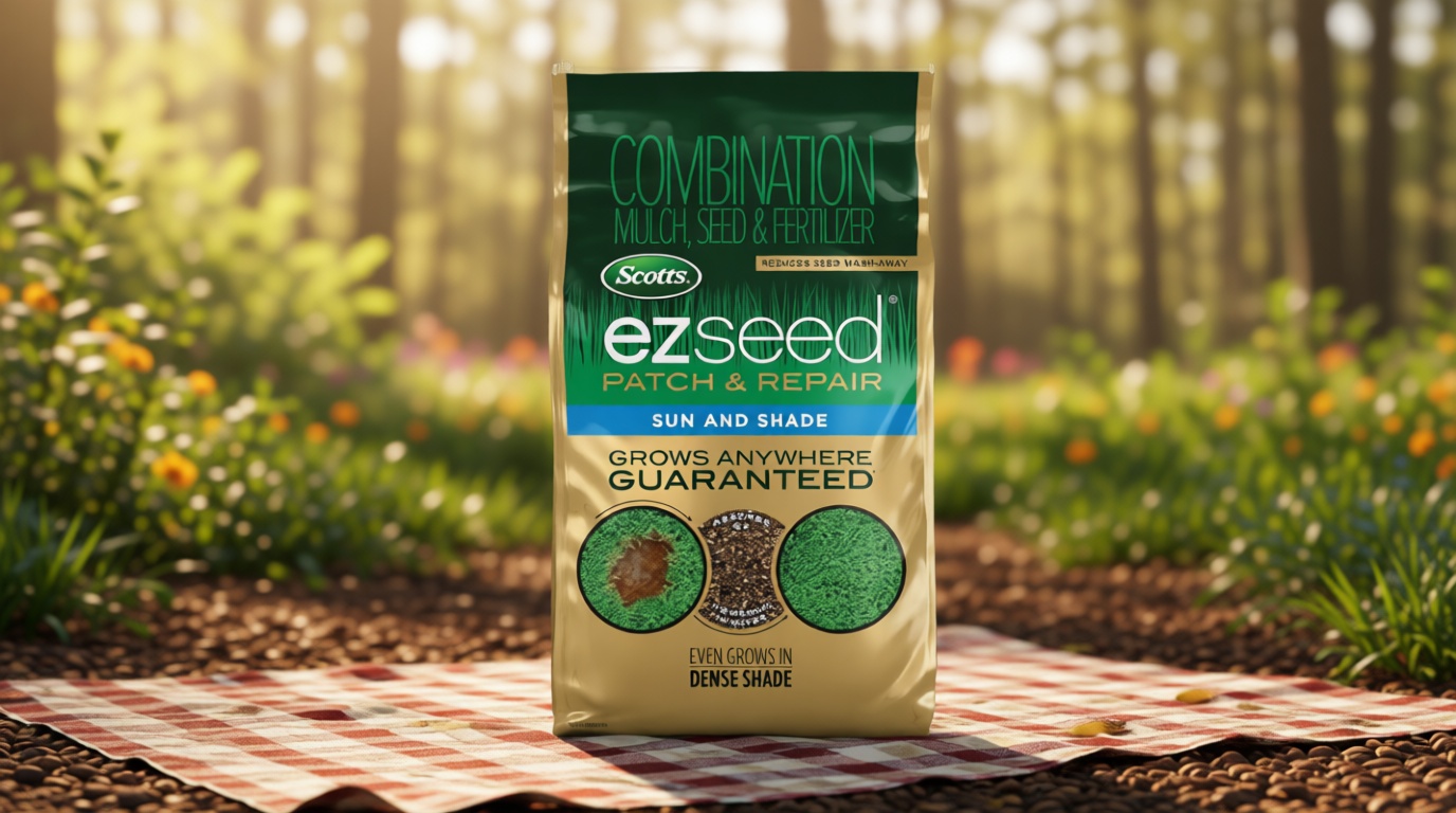 Scotts EZ Seed Patch & Repair for Sun and Shade Combination Mulch, Sun and Shade Grass Seed and Fertilizer for Bare Spots and Repair, Grows Anywhere, 10 lbs.