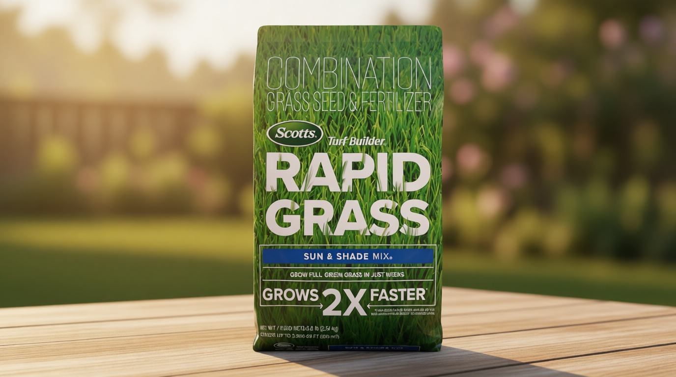 Scotts Turf Builder Rapid Grass Sun and Shade Mix - Combination Grass Seed & Lawn Fertilizer, Covers Up to 2,800 sq. ft., 5.6 lb.