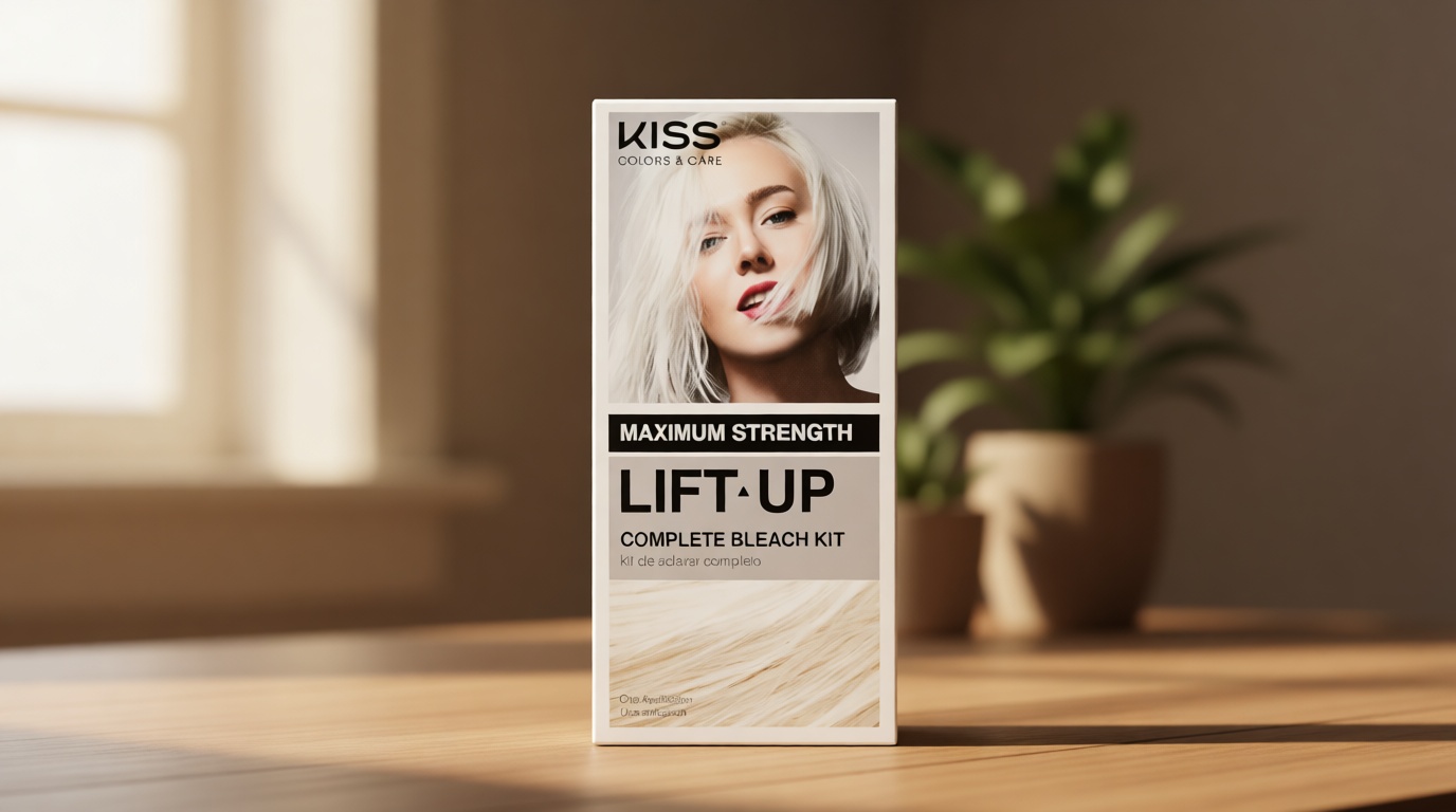 KISS Lift Up Complete Hair Bleach & Icy Silver Toner Kit, Gentle Conditioning Formula that Reduces Brassiness, Complete 6-Pc DIY Bleach Kit, ICE