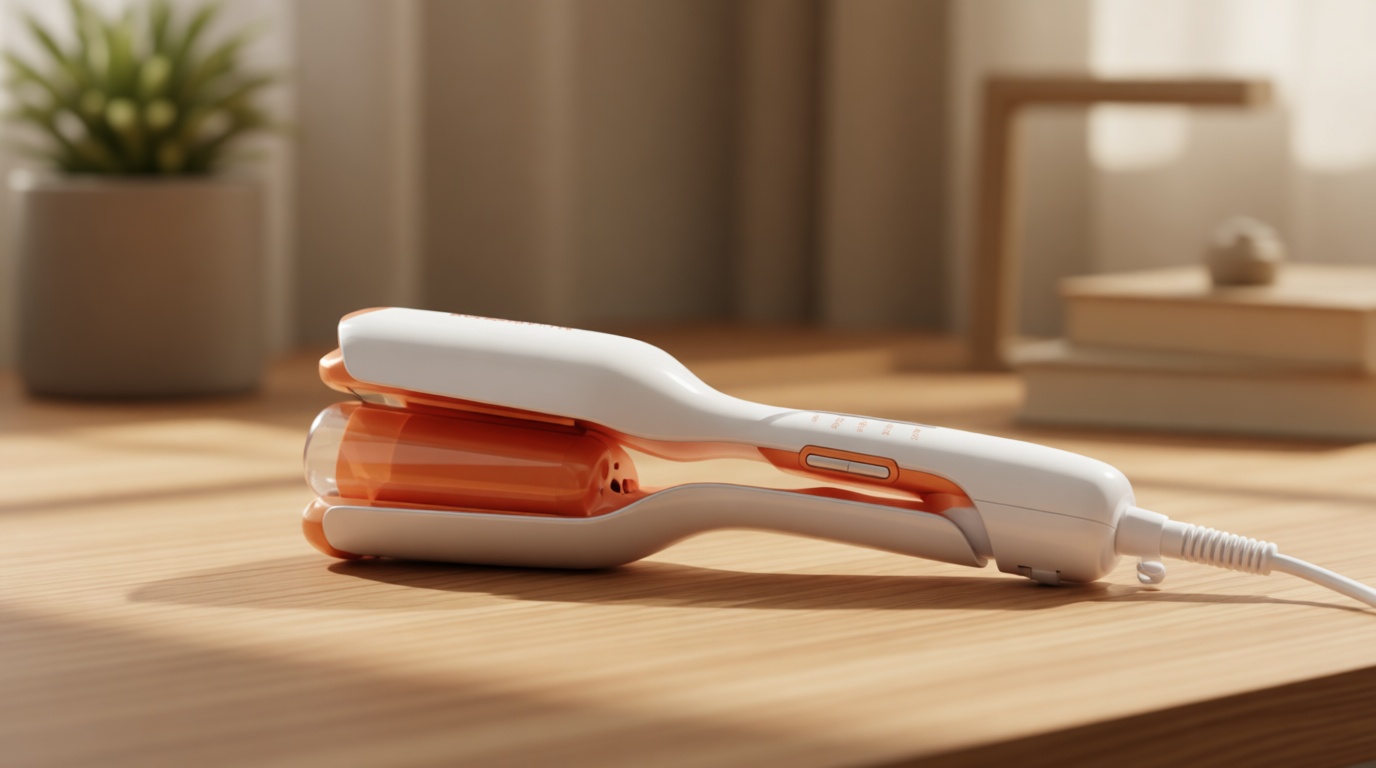 SHEGLAM Hair Beach Babe Hair Waver 2 Barrel Crimper 1 Inch with Smart Timer & Adjustable Temps Dual Voltage, Anti-Scald, Easy to Use