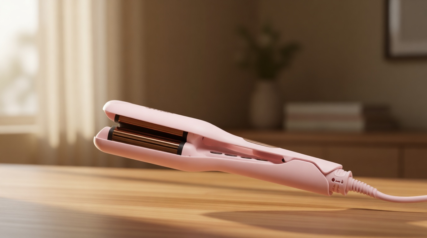 L'ANGE HAIR SculptWaver Titanium Deep Wave | Hair Crimper for Effortless Beach Waves | 3 Barrel Hair Waver with Adjustable Heat | Dual Voltage & Smart Timer | Styling Tools & Appliances, Blush - Small