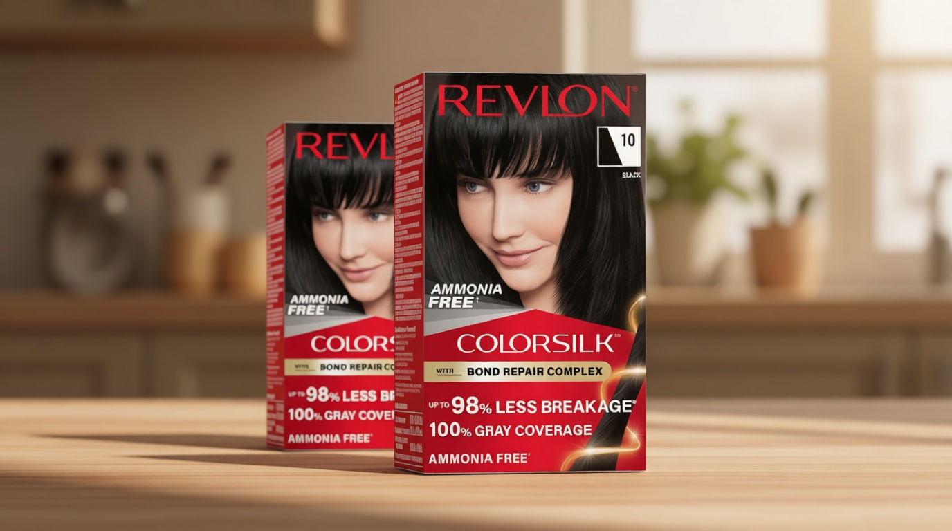 Revlon ColorSilk with Bond Repair Complex, Black Permanent Hair Color, 100% Gray Coverage, Ammonia Free Hair Dye, Vegan Keratin, 10 Black (Pack of 3)