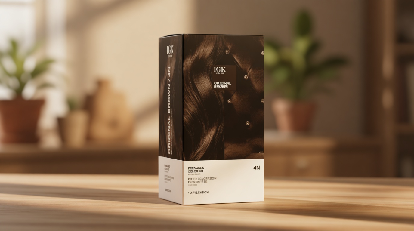 IGK Permanent Hair Dye Color Kit | 4N Original Brown - Brown Black | 100% Gray Color Coverage + Strengthen + Shine | Ammonia Free