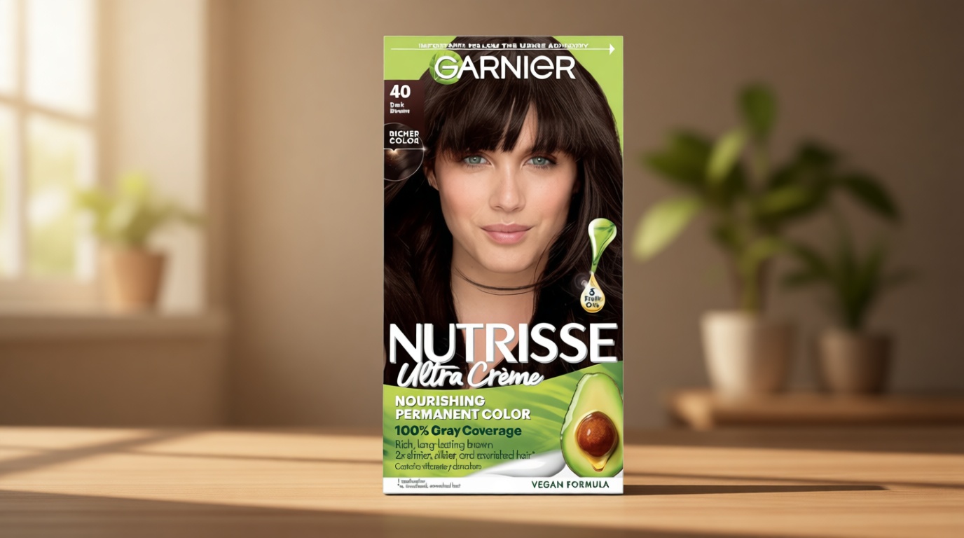 Garnier Nutrisse Ultra Crème Hair Color, Permanent Hair Dye with 100% Gray Coverage, Vegan & Cruelty-Free, 40 Dark Brown (Dark Chocolate), 1 Count