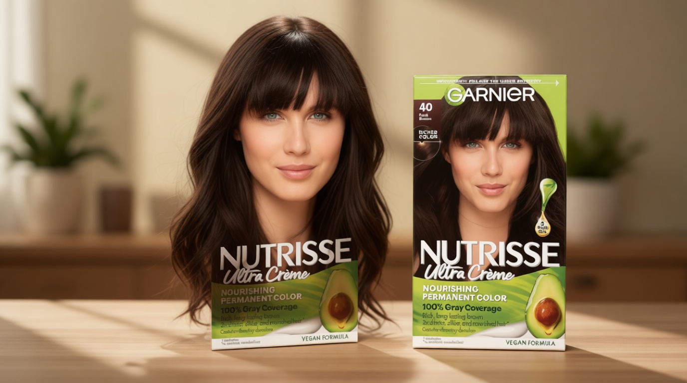 Garnier Nutrisse Ultra Crème Hair Color, Permanent Hair Dye with 100% Gray Coverage, Vegan & Cruelty-Free, 40 Dark Brown, 1 Count