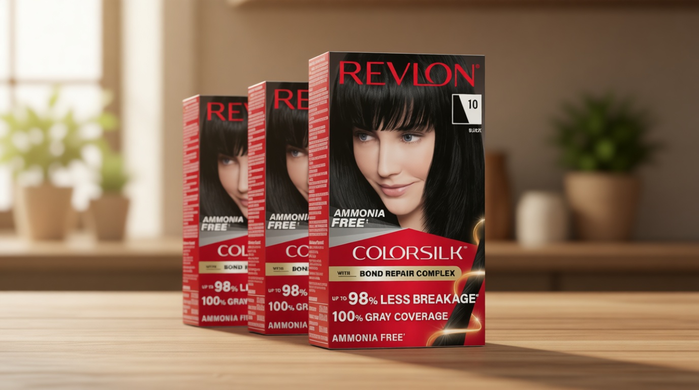 Revlon ColorSilk with Bond Repair Complex, Black Permanent Hair Color, 100% Gray Coverage, Ammonia Free Hair Dye, Vegan Keratin, 10 Black (Pack of 3)