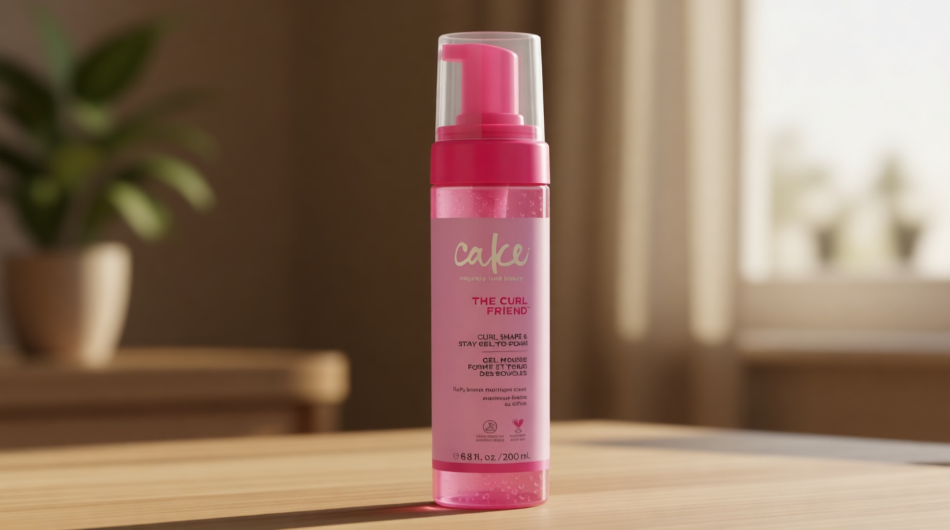 Cake Beauty Gel-to-Foam Curl Styler, The Curl Friend – High Hold & Definition - Frizz Protection- Infused with Coconut Oil & Shea Butter - For Curly Hair- 6.8 fl oz./ 200 mL | Volumizing, Gel to Foam, Flake Free, Frizz Control, For Curly Hair