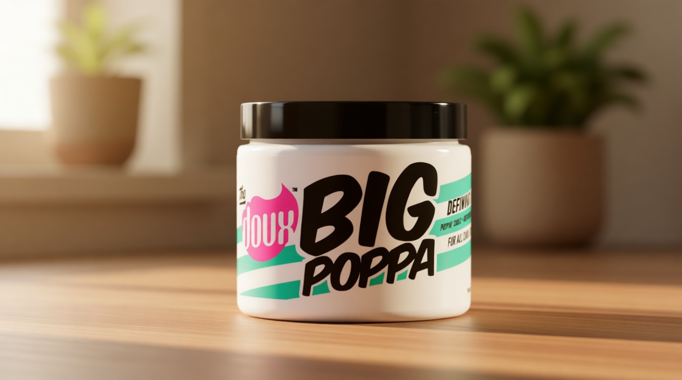 The Doux BIG POPPA Curl Defining Gel for Curly Hair – Frizz Control Styling Gel with Babassu Oil for Long-Lasting Shine & Soft Hold – Non-Crunch Hair Gel for Women, Coils, Waves & Curls
