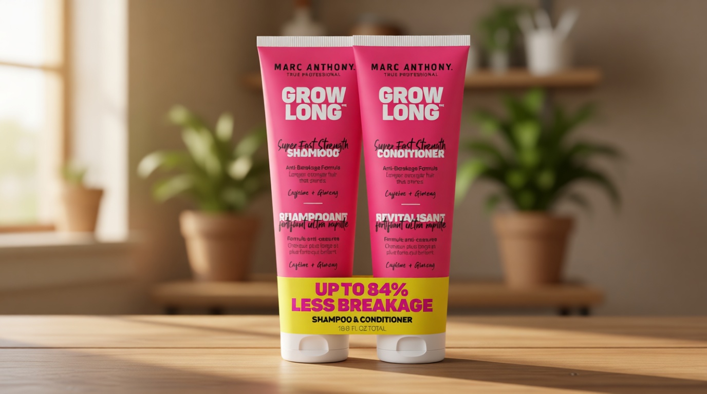 Marc Anthony Shampoo and Conditioner Gift Set, Grow Long Biotin - Anti-Frizz Deep Conditioner For Split Ends & Breakage - Vitamin E, Caffeine & Ginseng for Curly, Dry & Damaged Hair