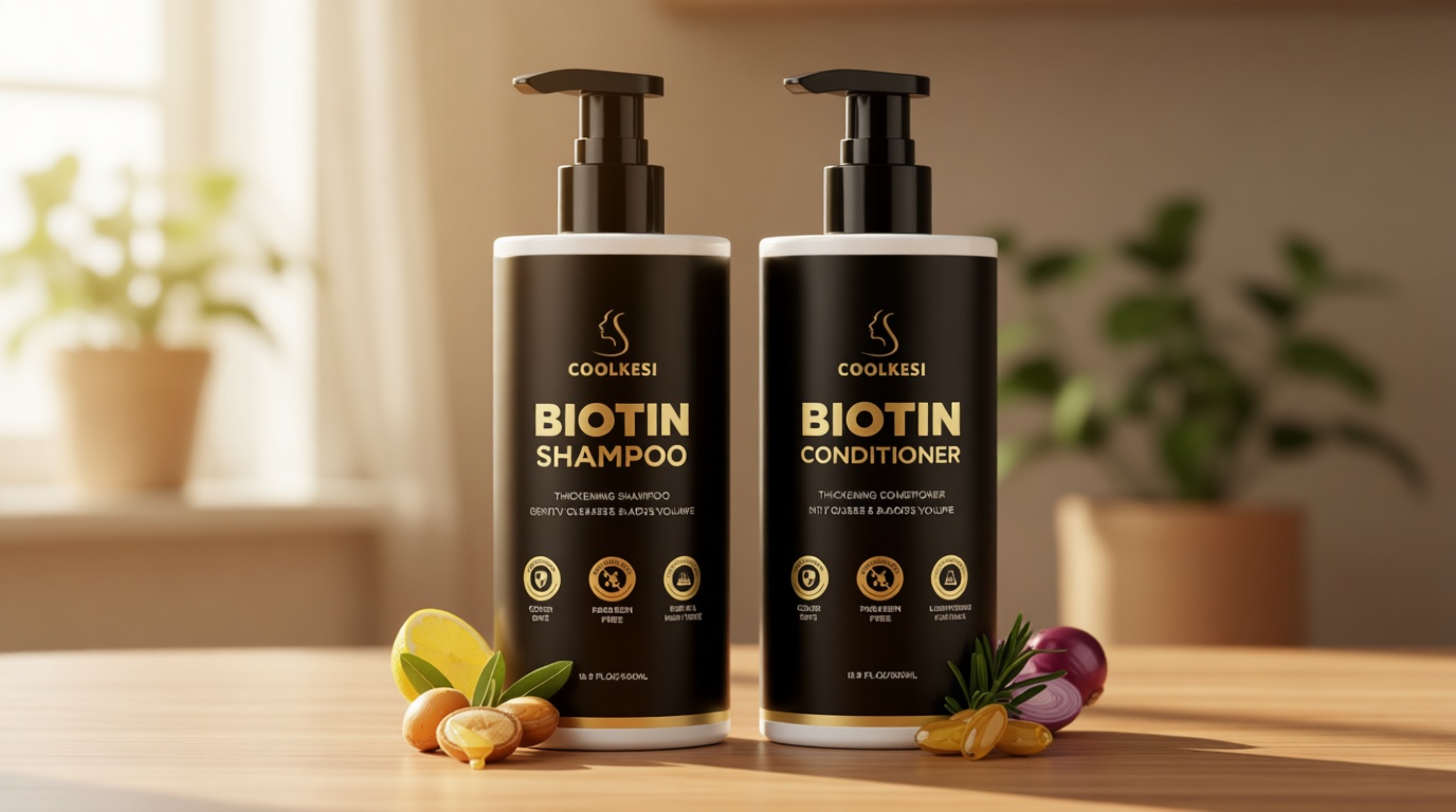 Tripeptide-Infused Biotin Hair Growth Shampoo and Conditioner Set, Onion Anti-Loss Volumizing Moisturizing Treatment for Soft Shine Hair, Dandruff Routine Shampoo for Men and Women, 2x16.9oz