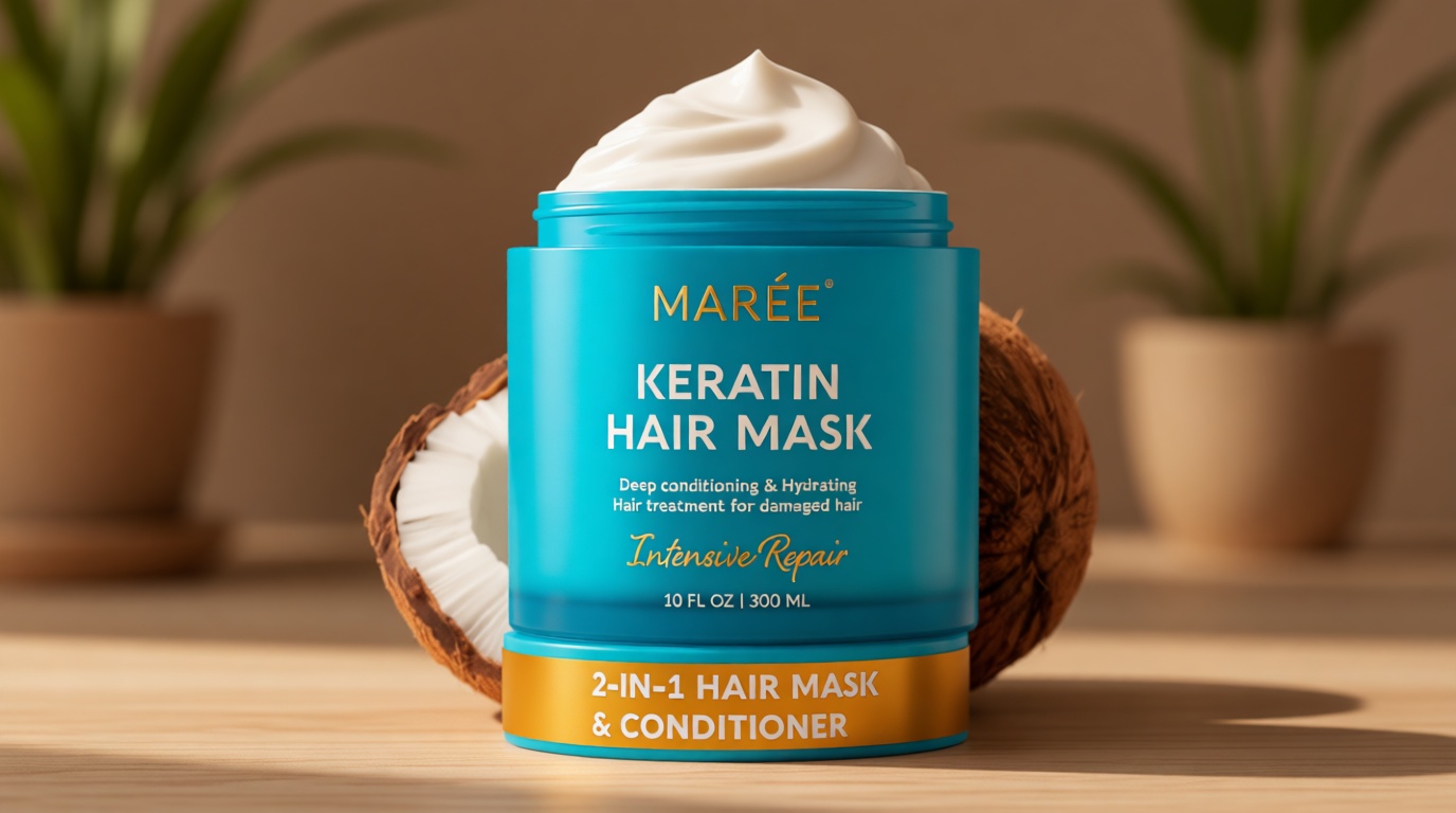 MAREE Deep Conditioning Hair Mask for Damaged Hair Treatment – Keratin Hair Care for Hydrating Growth Repair Moisturizing – Dry Curly Color Refreshing – Tratamiento Mascarilla Para el Cabello Seco