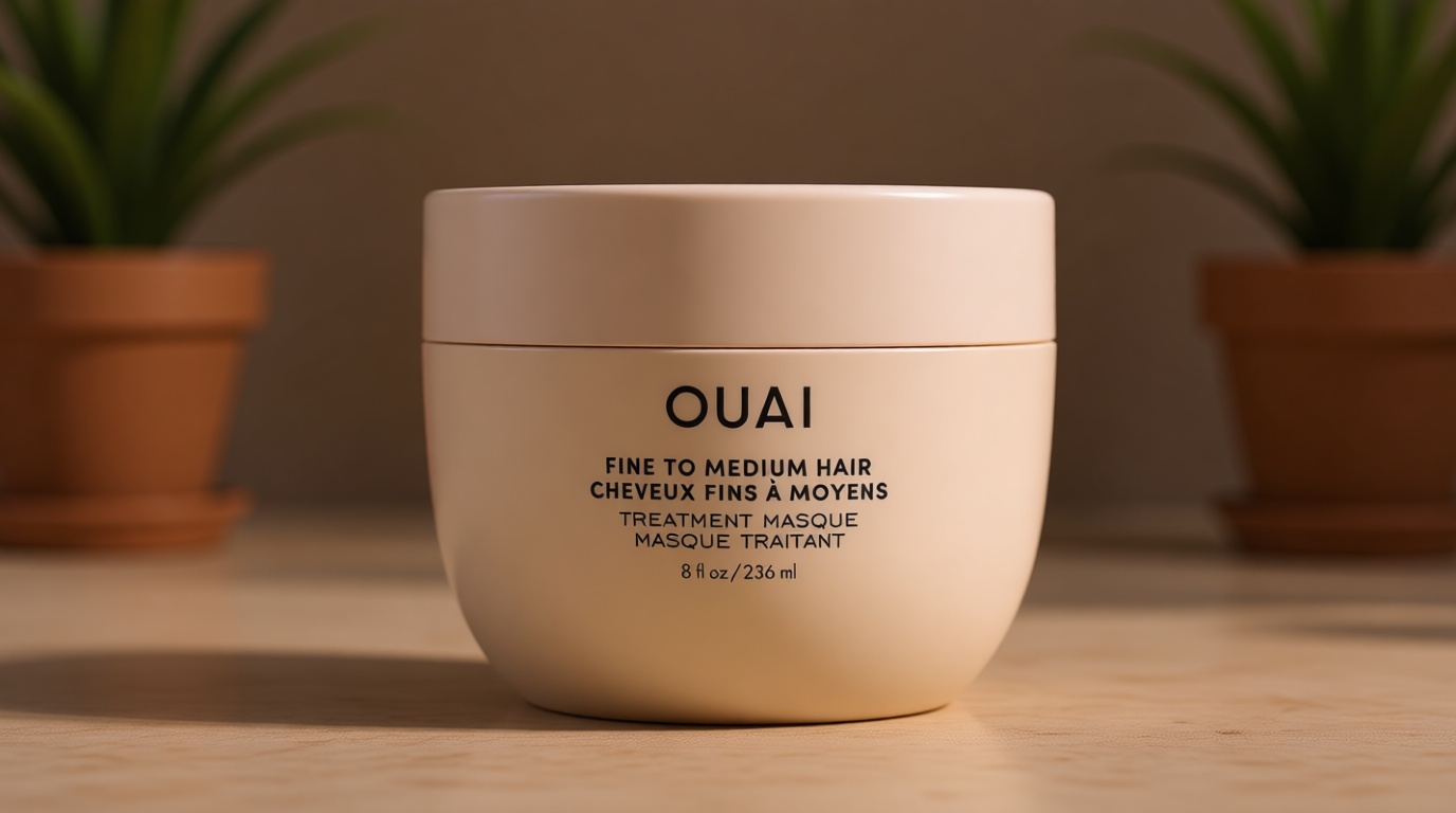 OUAI Fine to Medium Hair Treatment Mask - Lightweight Deep Conditioning Hair Mask with Shea Butter, Keratin & Panthenol - Helps Hydrate, Fight Frizz, Strengthen & Repair Damage (3.4 oz)