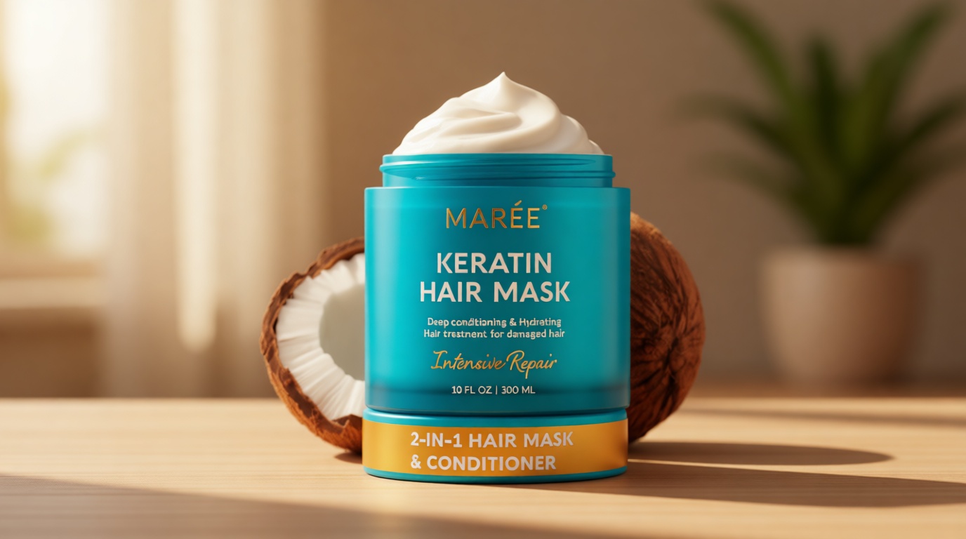 MAREE Deep Conditioning Hair Mask for Damaged Hair Treatment – Keratin Hair Care for Hydrating Growth Repair Moisturizing – Dry Curly Color Refreshing – Tratamiento Mascarilla Para el Cabello Seco