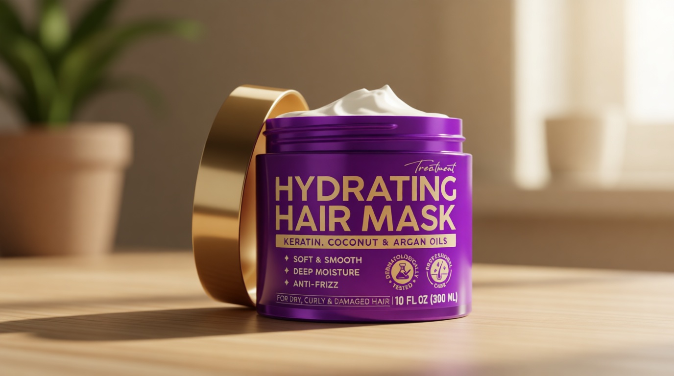 Hydrating Hair Mask - Deep Conditioning Treatment for Dry, Frizzy & Damaged Hair - Keratin Mask with Coconut & Argan Oils, Collagen & Wheat Protein - Smooths, Softens & Controls Frizz, Curl-Safe, 10oz