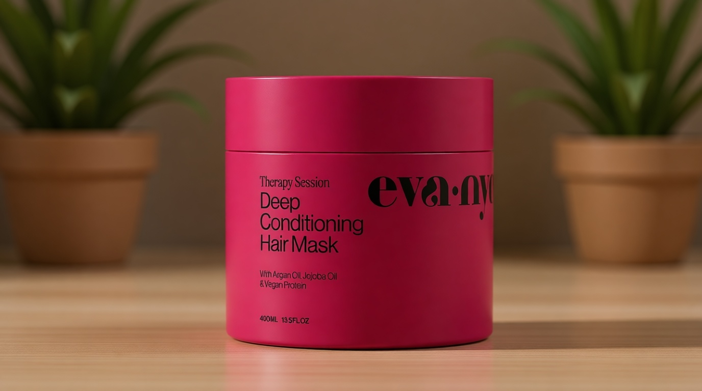 Eva NYC Therapy Session Deep Conditioning Hair Mask with Vegan Protein, Jojoba Oil + Argan Oil - Hydrate, Soften + Repair Hair Strength - Sulfate Free - Warm Vanilla Scent - 13.5 fl oz