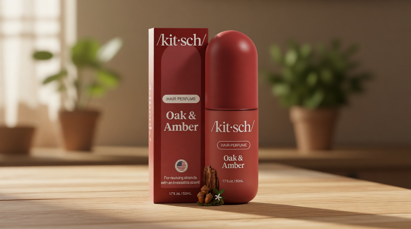 Kitsch Hair Perfume for Women - Oak & Amber | Clean, Deodorizing & Patented Odor-Eliminating Technology Hair Spray & Body Mist - Freshen Hair, Body & Pillows- Berries and Blooming Jasmine Scent - 50mL