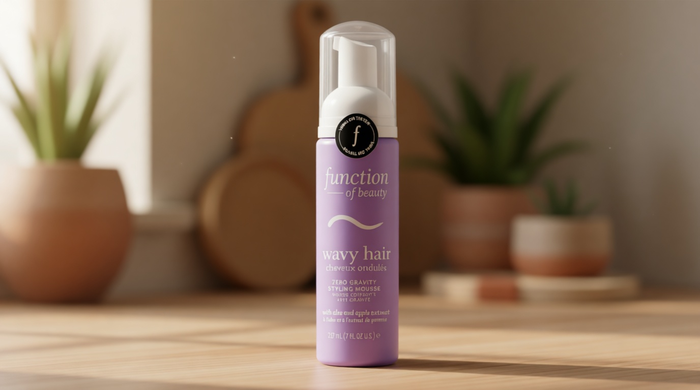 Function of Beauty Wavy Hair Mousse for Styling - Anti-Frizz Hair Styler Adds Volume & Defines Natural Waves - Volumizing & Texturizing Lightweight Styling Foam with Flexible Hold - Hair Care Products
