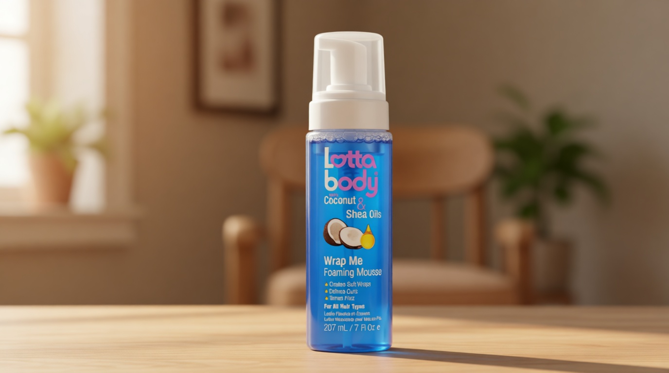 Lottabody Wrap Me Foaming Mousse with Coconut & Shea Oils, Lightweight Moisture-Rich Curl-Defining & Frizz-Control Styling Mousse for Natural Curly, Coily & Relaxed Hair, 7 oz