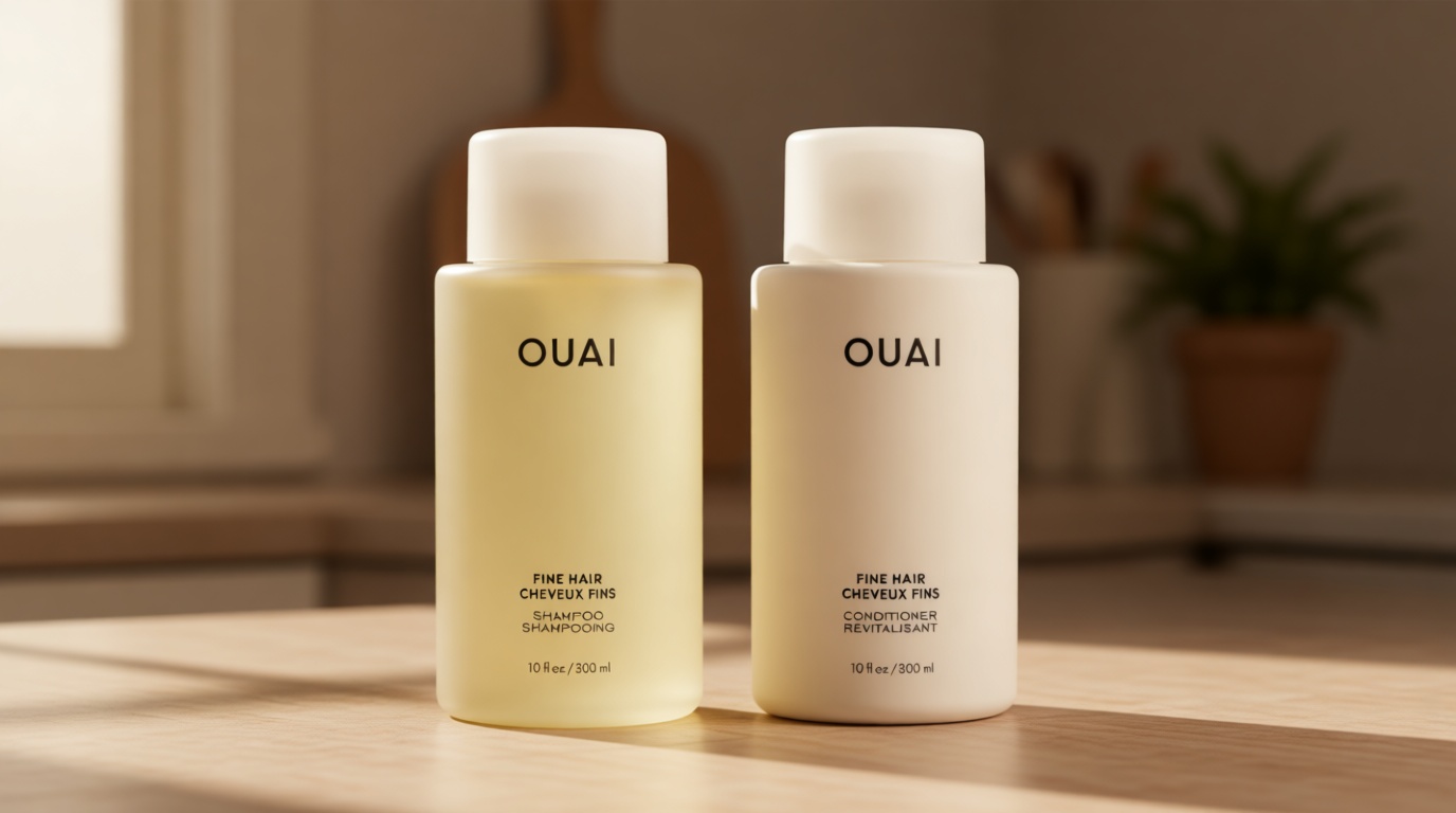 OUAI Fine Shampoo and Conditioner Set - Sulfate Free Shampoo and Conditioner for Women & Men - Made with Keratin, Marshmallow Root, Shea Butter & Avocado Oil - Free of Parabens & Phthalates (10 Fl Oz)