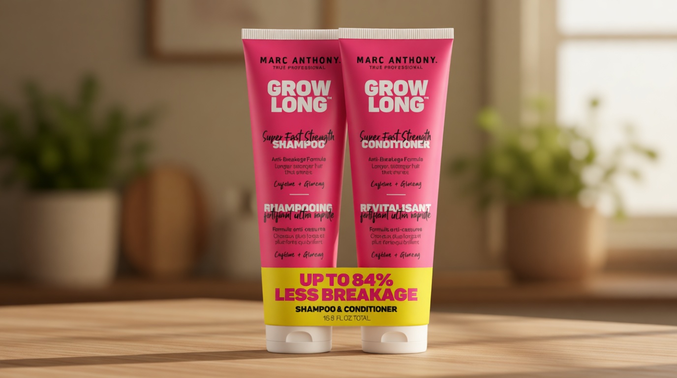 Marc Anthony Shampoo and Conditioner Gift Set, Grow Long Biotin - Anti-Frizz Deep Conditioner For Split Ends & Breakage - Vitamin E, Caffeine & Ginseng for Curly, Dry & Damaged Hair