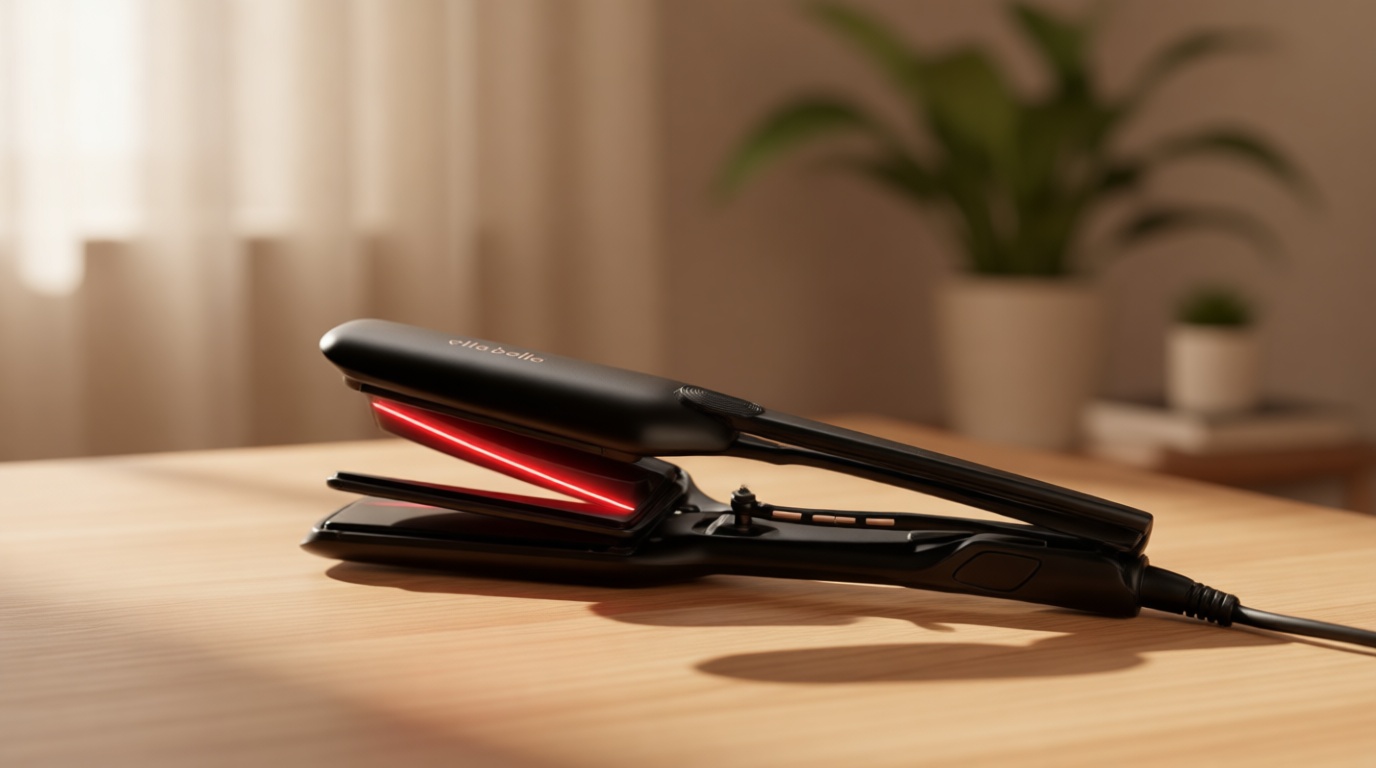 ELLA BELLA® Titanium Flat Iron Hair Straightener (with Infrared) • Professional Straightening Iron • Digital Display to Accurately Control Temperature • As Featured in Good Housekeeping