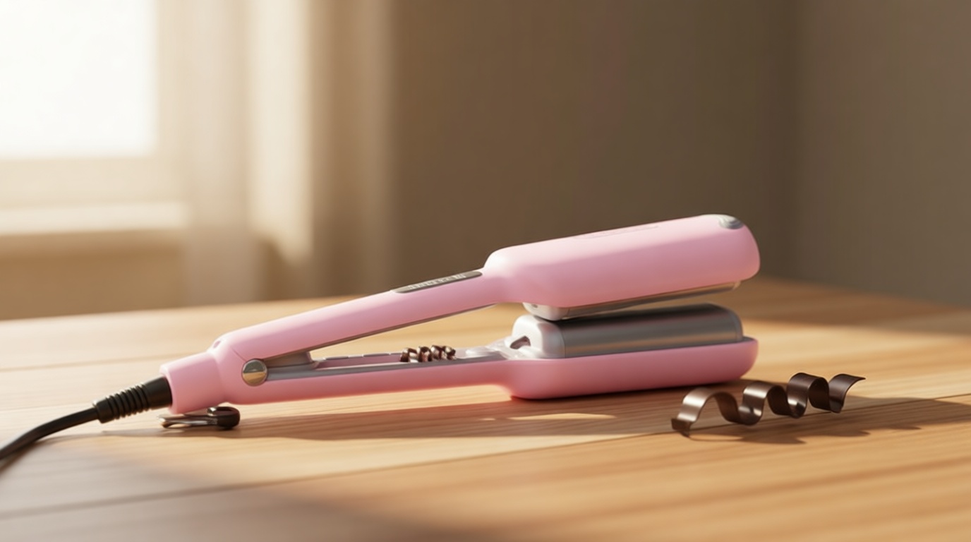 Curling Iron Hair Crimper Waver - TYMO ROVY Beach Waves Curling Wand, Ionic Deep Waver Hair Curler Tool with Ceramic 3 Barrel for Women, Dual Voltage, Anti-Scald, Easy to Use, Pink, 1 Inch