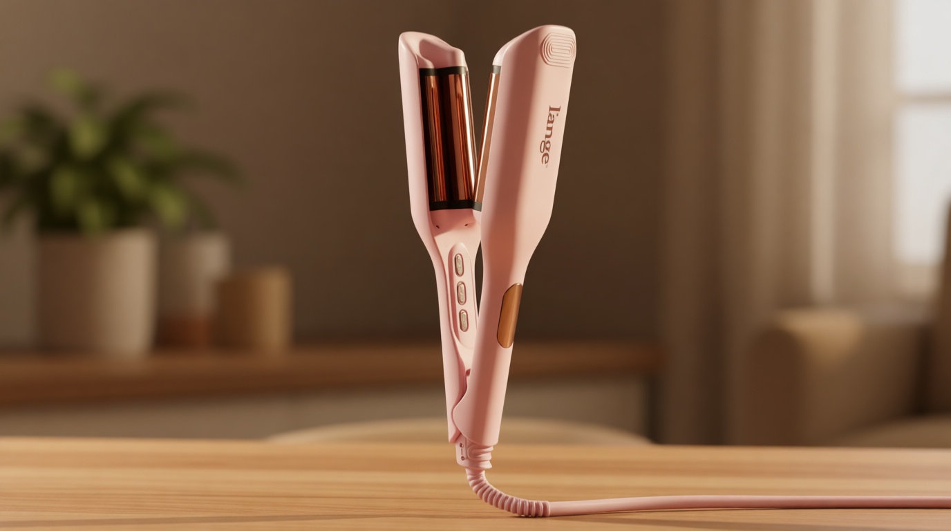 L'ANGE HAIR SculptWaver Titanium Deep Wave | Hair Crimper for Effortless Beach Waves | 3 Barrel Hair Waver with Adjustable Heat | Dual Voltage & Smart Timer | Styling Tools & Appliances, Blush - Small
