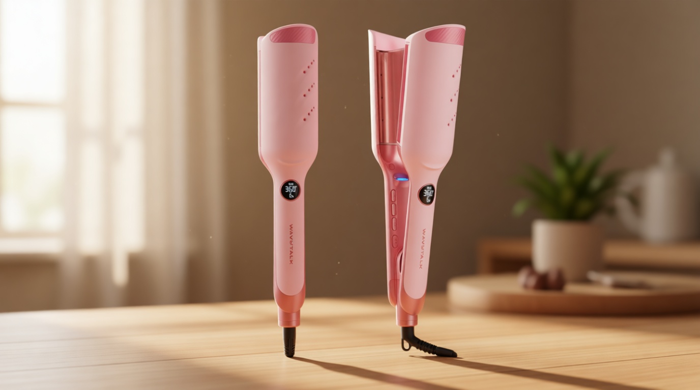 Wavytalk Power Wave Hair Crimper, Curling Iron Hair Crimper Waver, Ventilation Design for Less Damage, Ionic Reduces Frizz, Effortless-Waver, Dual Voltage Crimping Iron, Pink