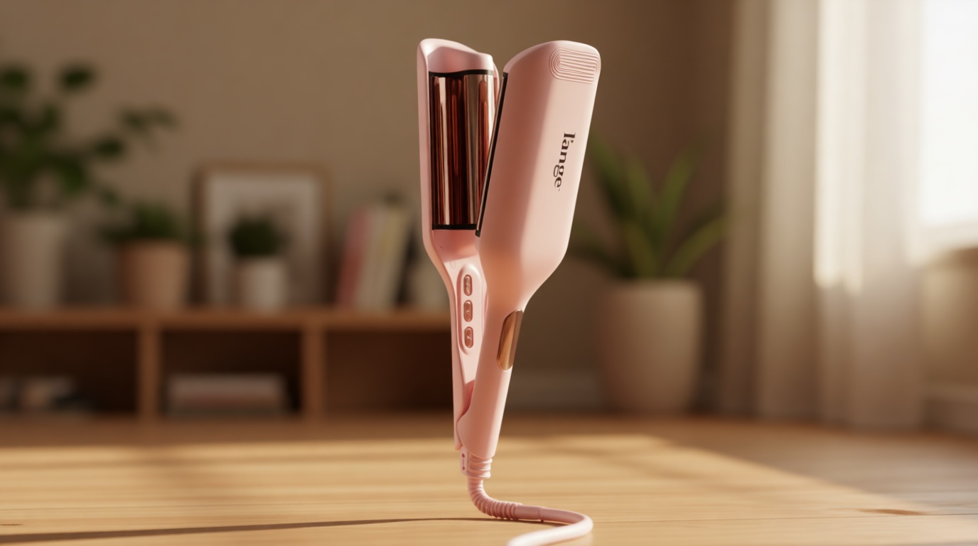 L'ANGE HAIR SculptWaver Titanium Deep Wave | Hair Crimper for Effortless Beach Waves | 3 Barrel Hair Waver with Adjustable Heat | Dual Voltage & Smart Timer | Styling Tools & Appliances, Blush - Large