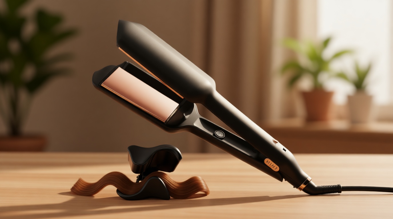 MINT Double Barrel Mermaid Hair Waver for Long Hair | Ionic Deep Waver Tool Creates Volume & Large Beach Waves | Wave Crimper Tool | Waving Iron with Adjustable Temperature