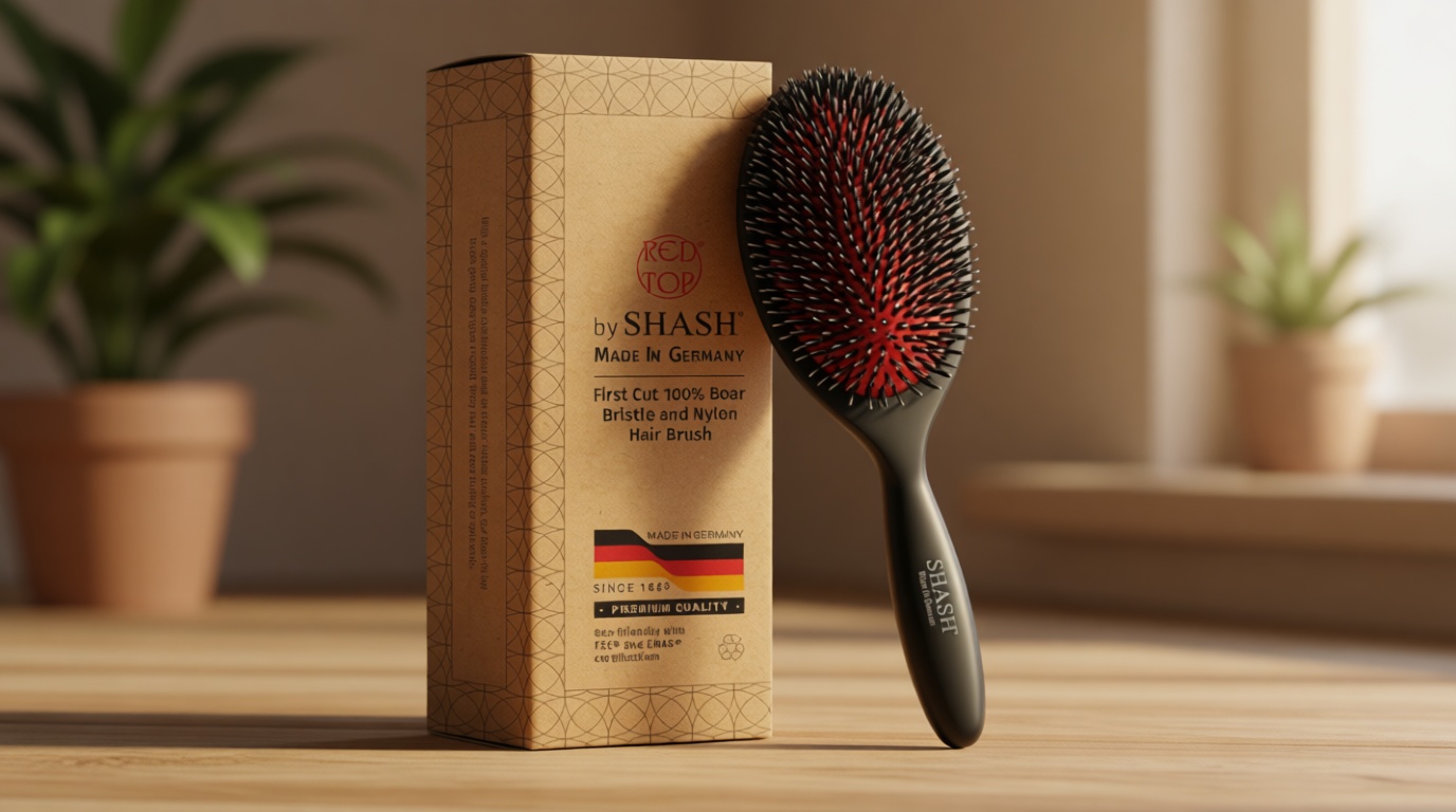 Since 1869 Hand Made In Germany - Nylon and 100% First Cut Boar Bristle Brush Suitable For Normal to Thick Hair - Gently Detangles, No Pulling or Split Ends - Softens Improves Texture, (Large) The Forest Stewardship Council