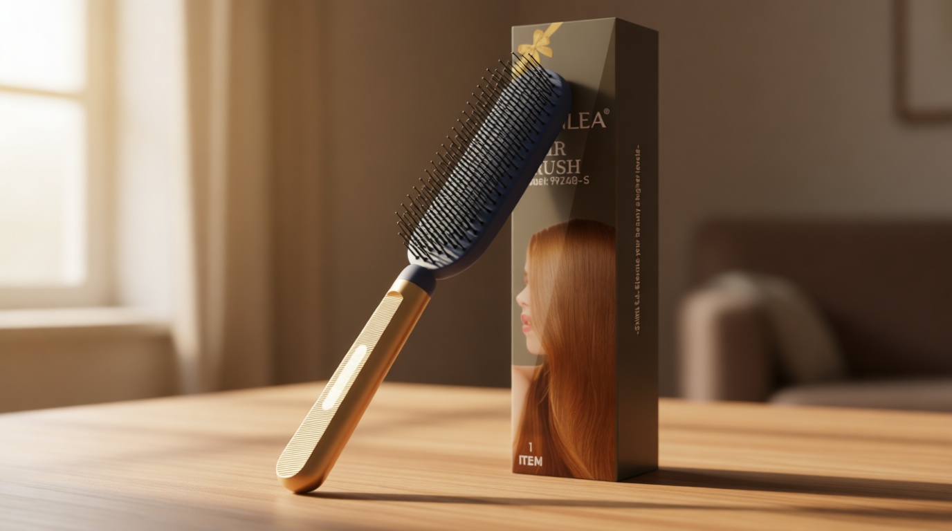 SHINLEA Slim Hair Brush for Fine Thin Thick Hair, Soft Double Nylon Bristles for Deep Detangling & Massage, Metal-Infused Luxury Gold Handle, Gift for Women Men Kids