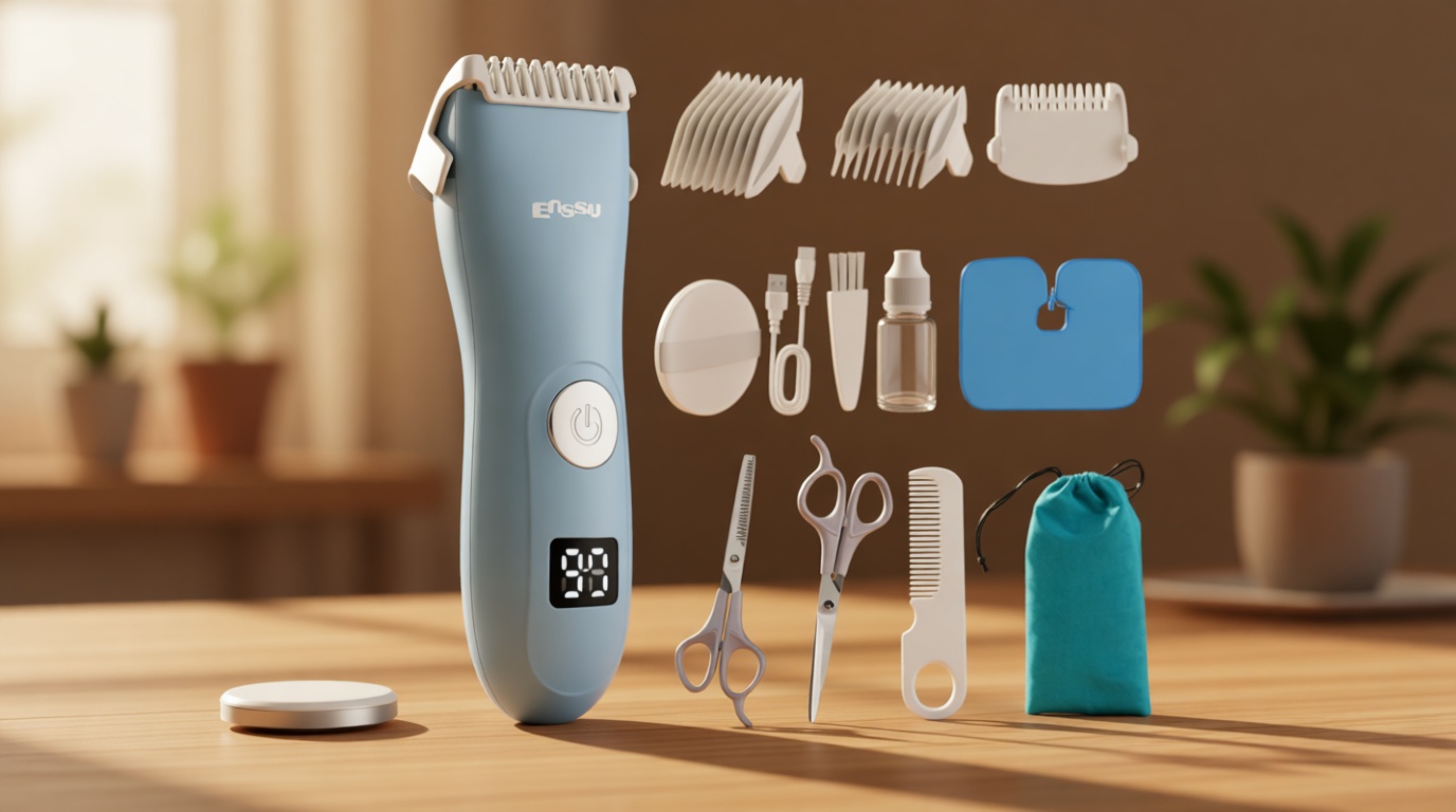 Baby Hair Clippers, Professional Quiet Hair Trimmer for Kids and Toddler, Waterproof & Rechargeable Cordless Hair Cutting Machine for Children, with LCD Display