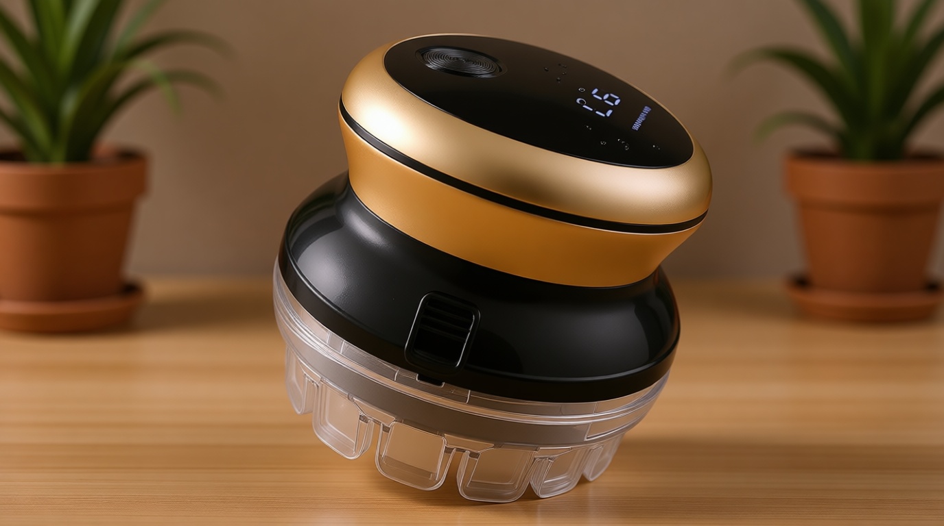 KEMEI Professional Hair Clippers for Men, Automatic Circular Hair Trimmer, Cordless Self-Haircut Kit with LED Display, KM-887 Gold