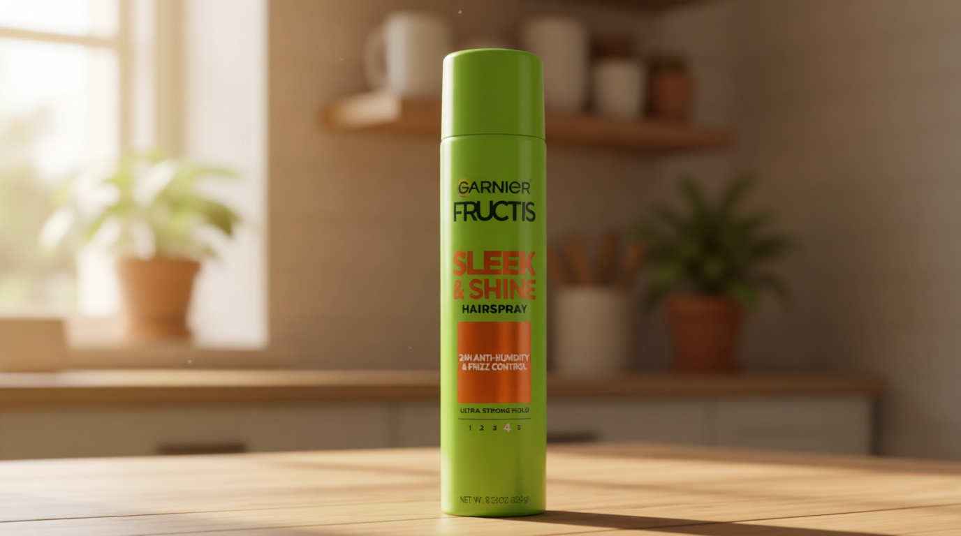 Garnier Fructis Style Sleek and Shine Anti-Humidity Hairspray, Ultra Strong Hold, Frizz Protection 8.25 Oz, 1 Count (Packaging May Vary)